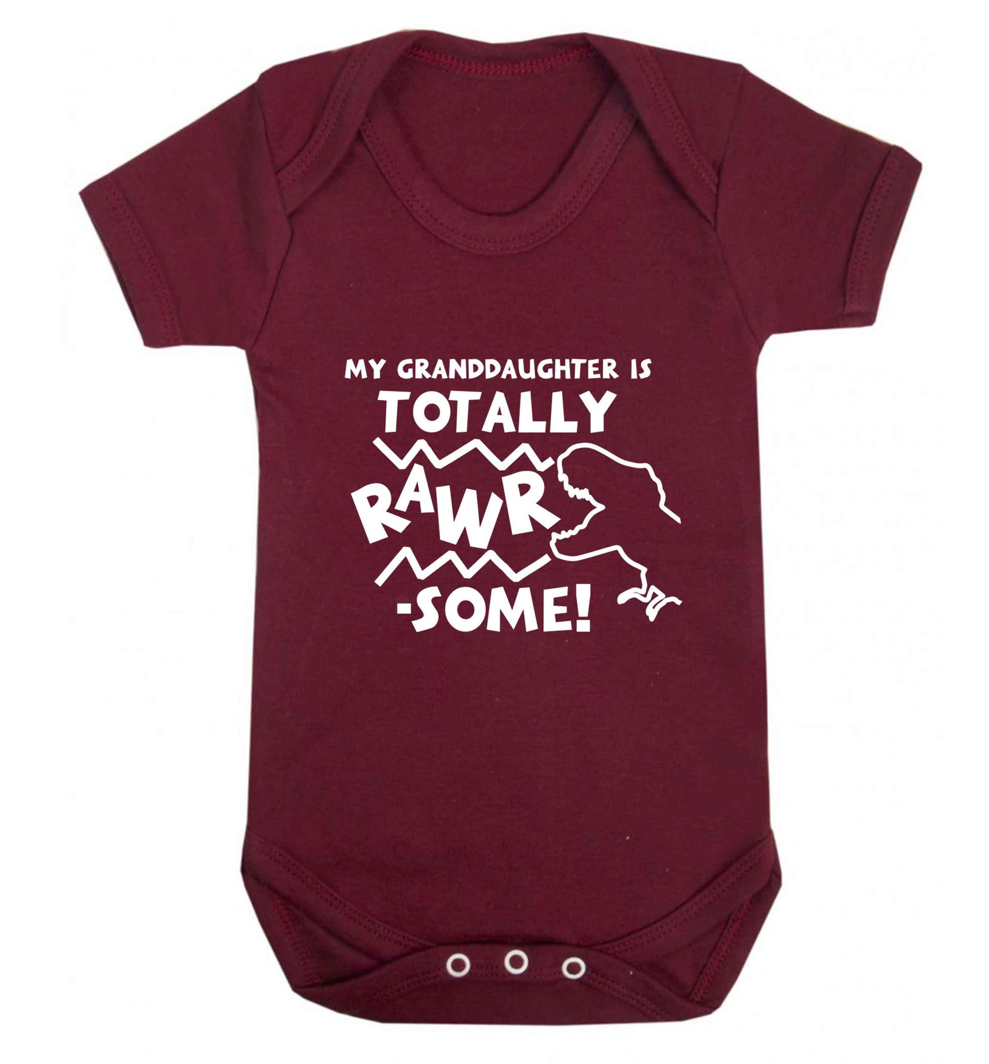 My granddaughter is totally rawrsome baby vest maroon 18-24 months