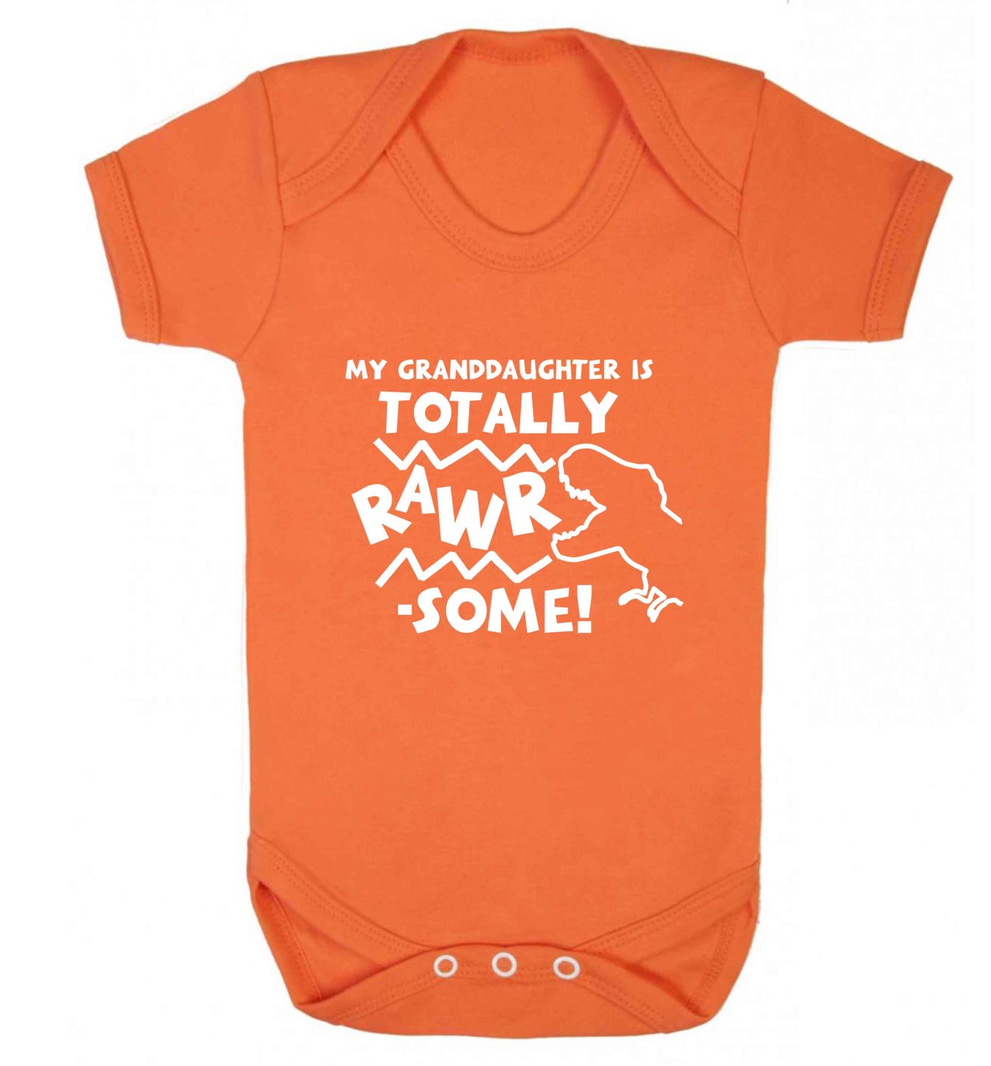 My granddaughter is totally rawrsome baby vest orange 18-24 months