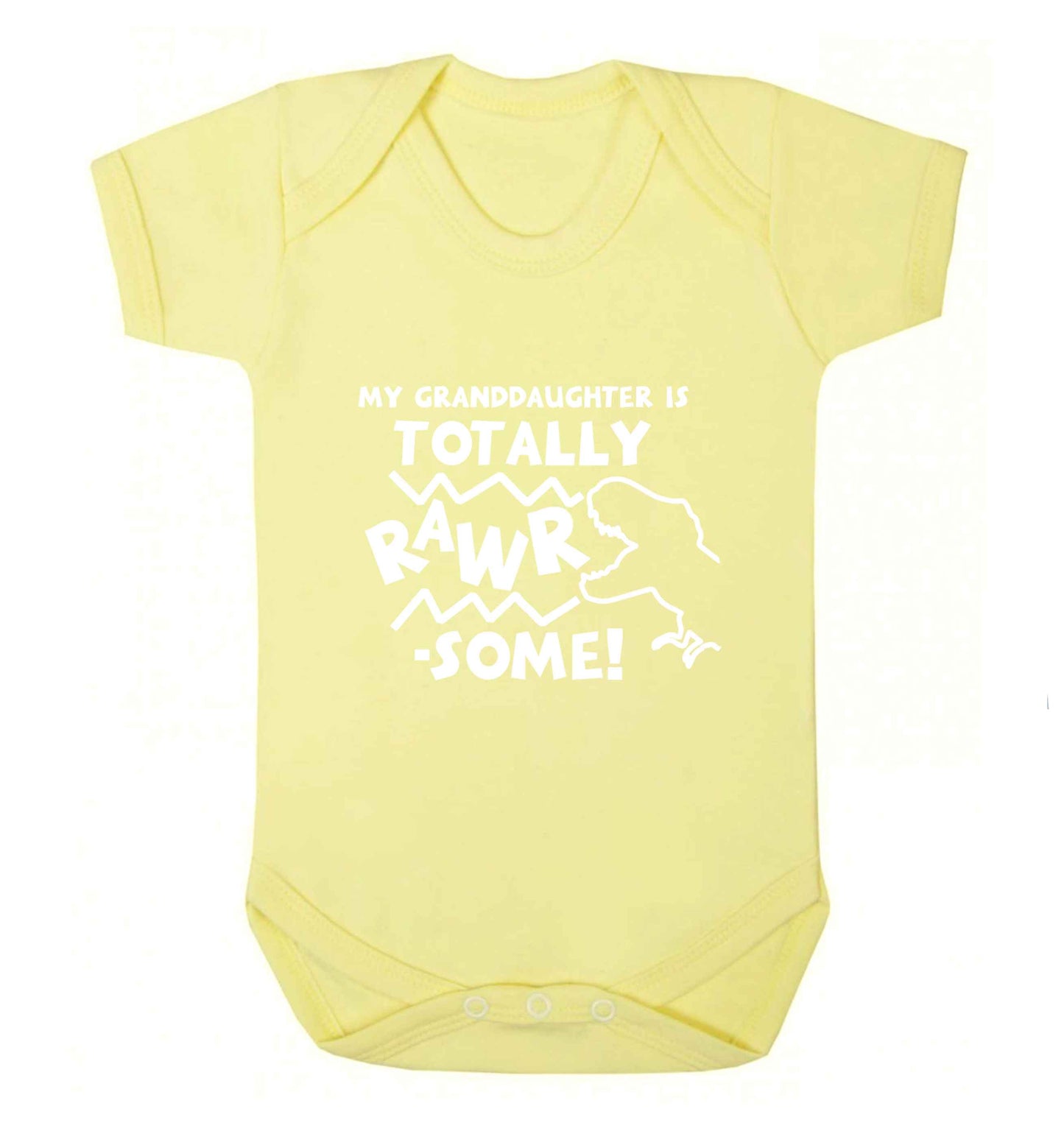 My granddaughter is totally rawrsome baby vest pale yellow 18-24 months