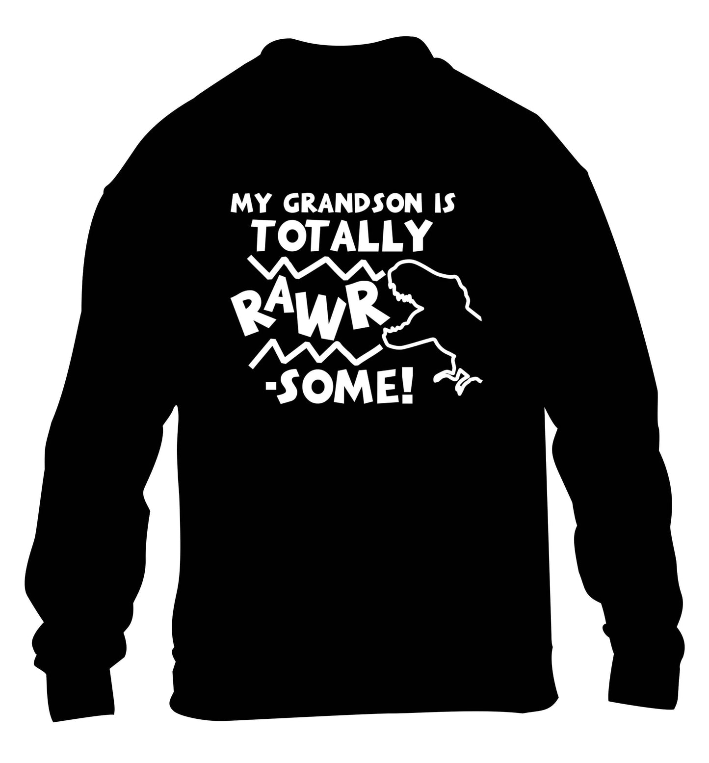 My grandson is totally rawrsome children's black sweater 12-13 Years