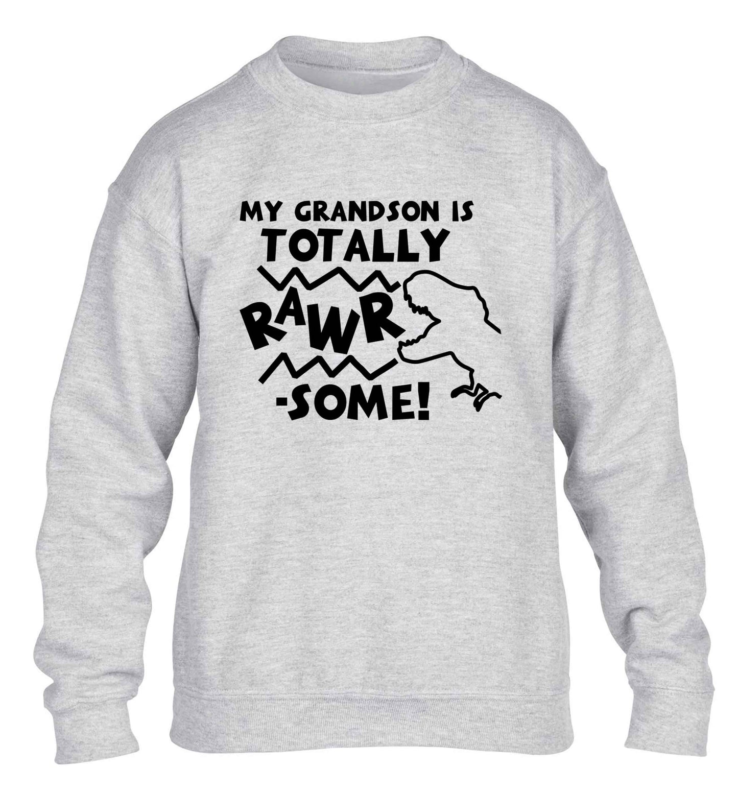 My grandson is totally rawrsome children's grey sweater 12-13 Years