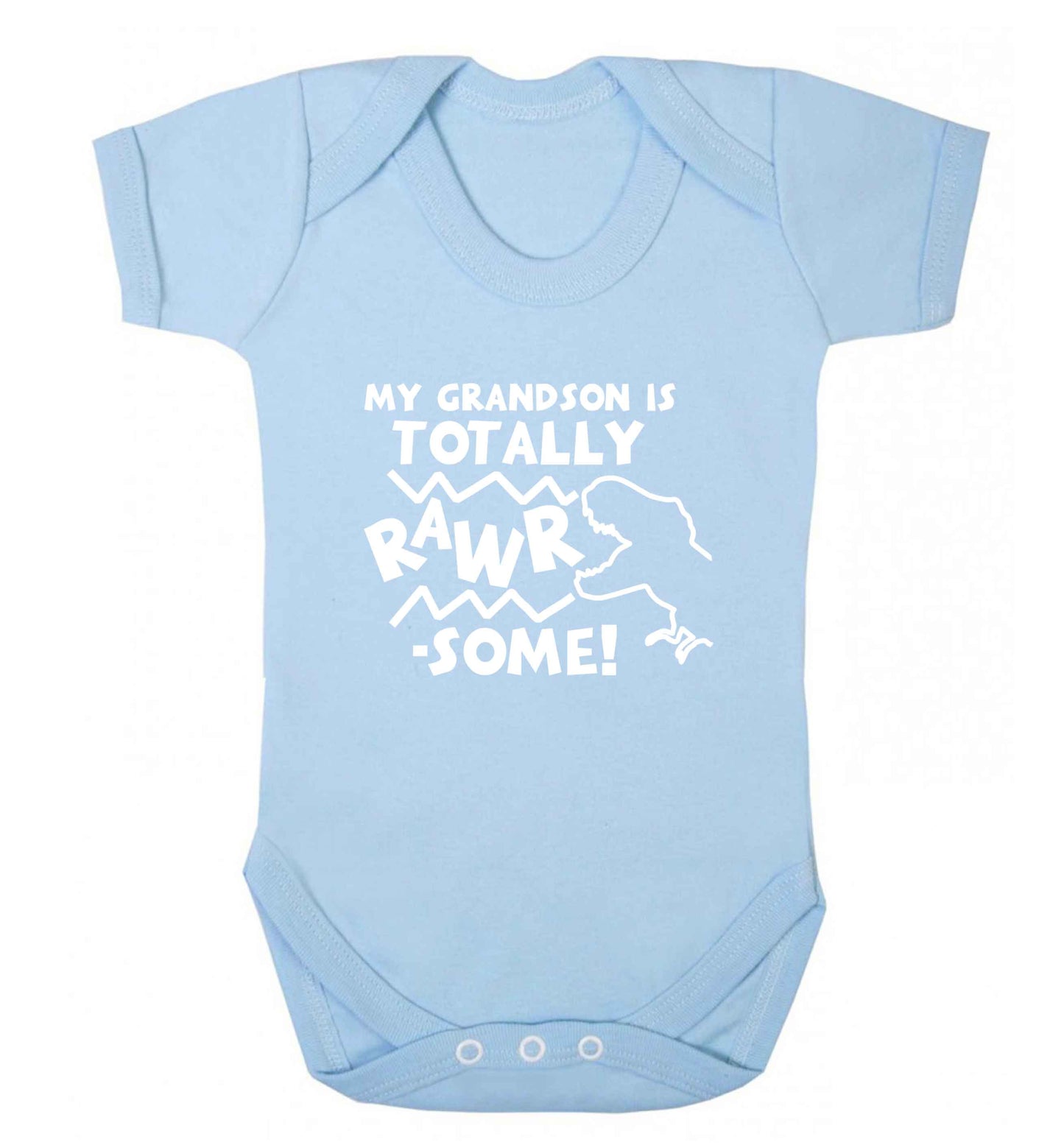 My grandson is totally rawrsome baby vest pale blue 18-24 months