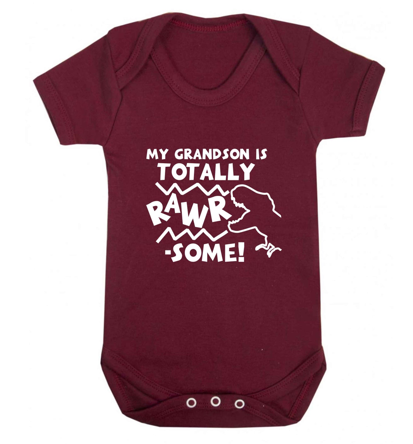 My grandson is totally rawrsome baby vest maroon 18-24 months