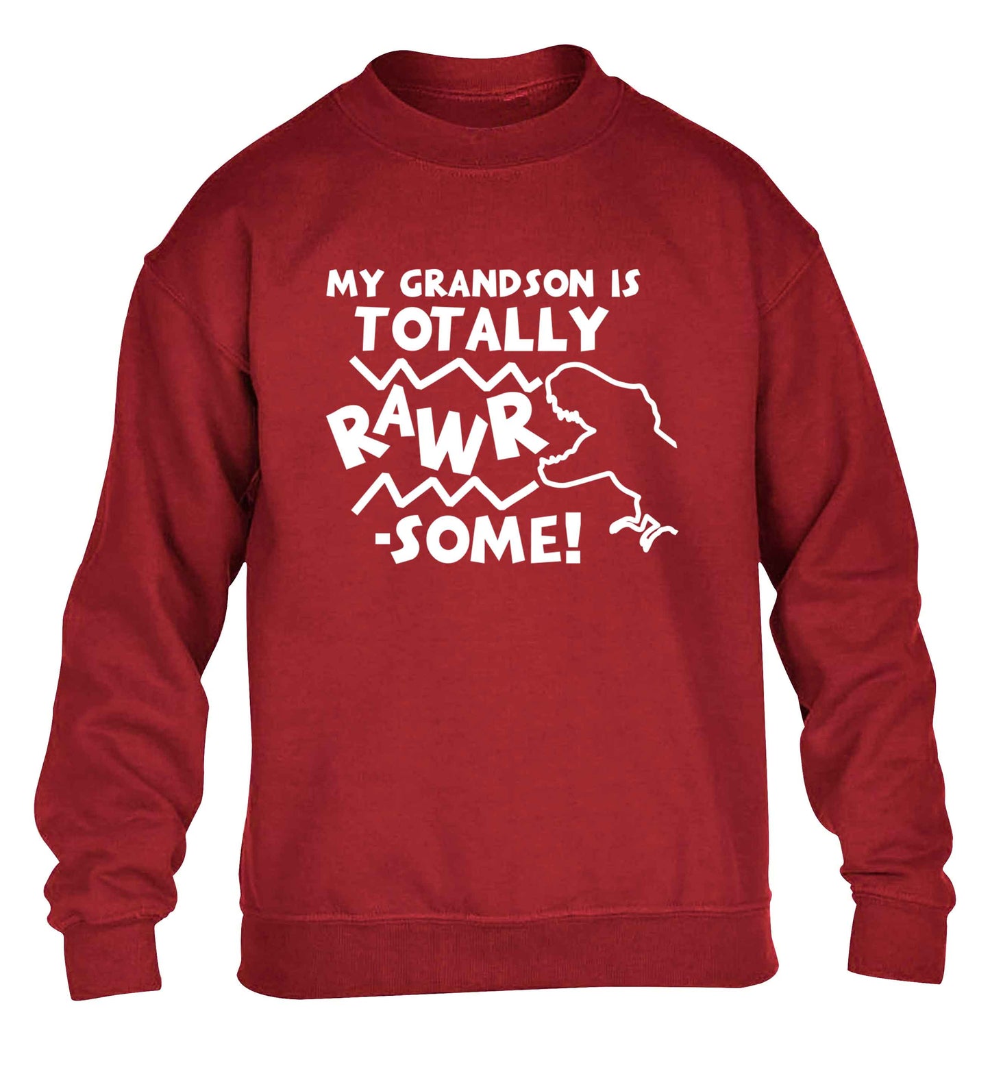My grandson is totally rawrsome children's grey sweater 12-13 Years