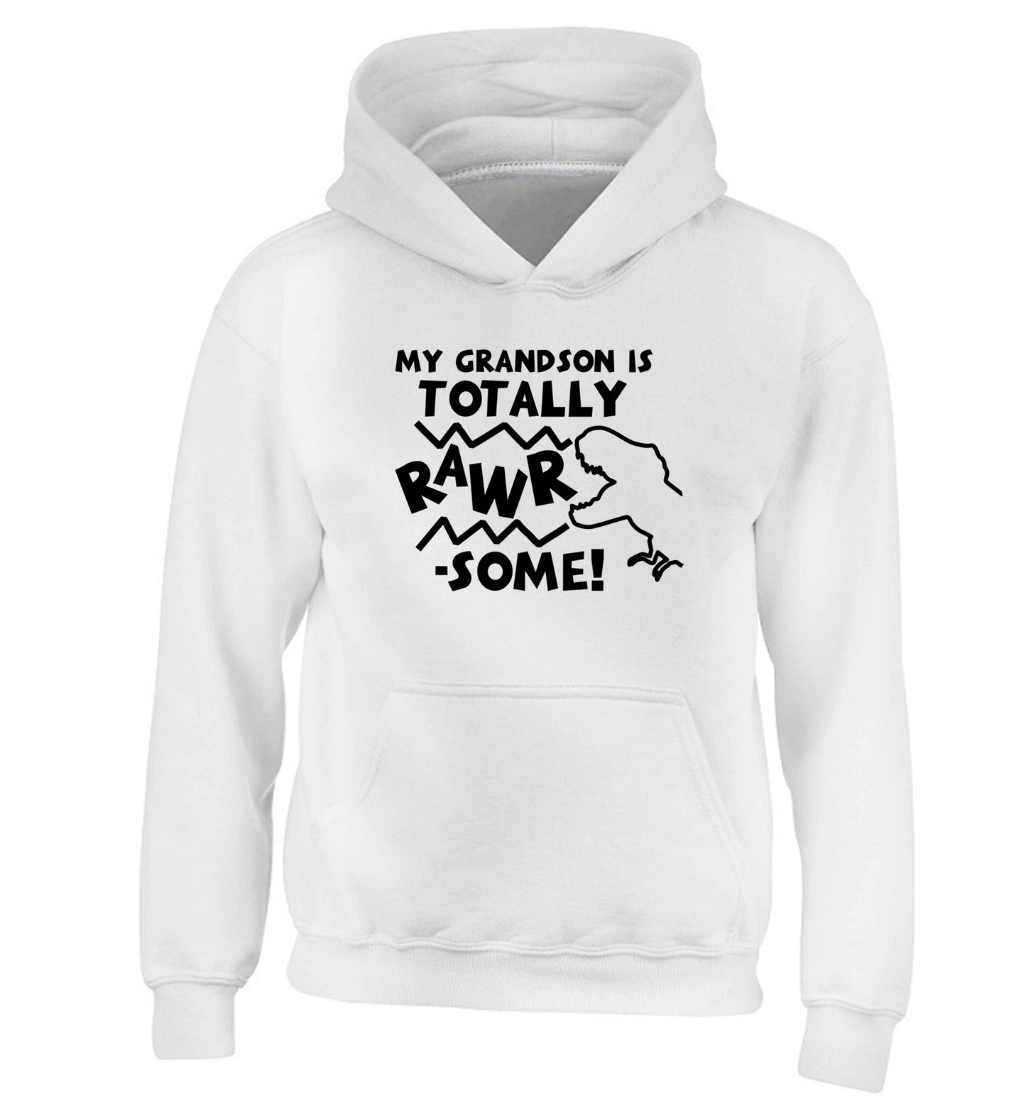 My grandson is totally rawrsome children's white hoodie 12-13 Years