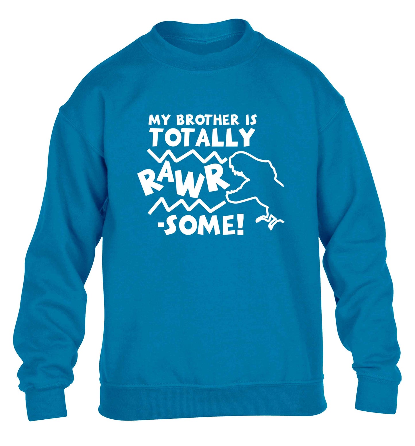 My brother is totally rawrsome children's blue sweater 12-13 Years