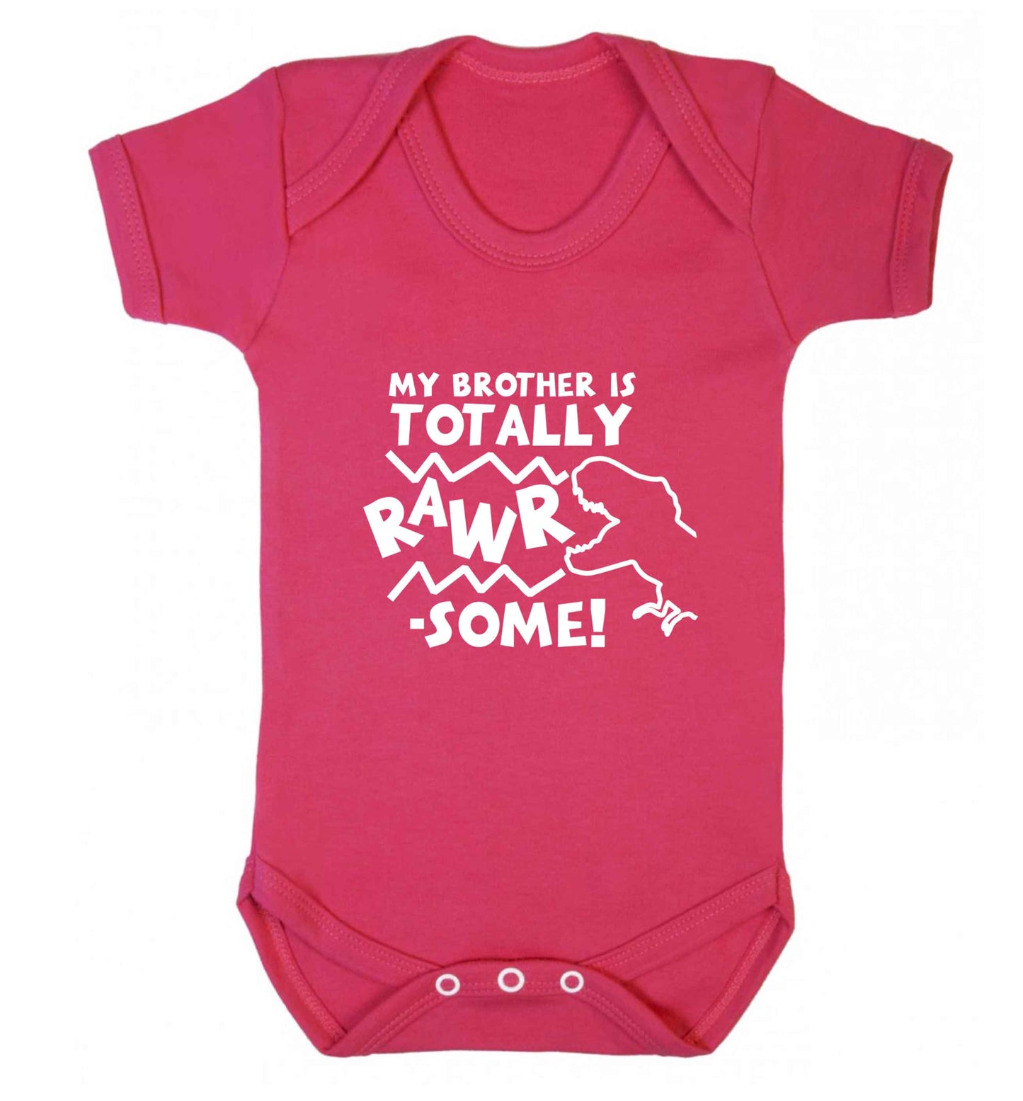 My brother is totally rawrsome baby vest dark pink 18-24 months