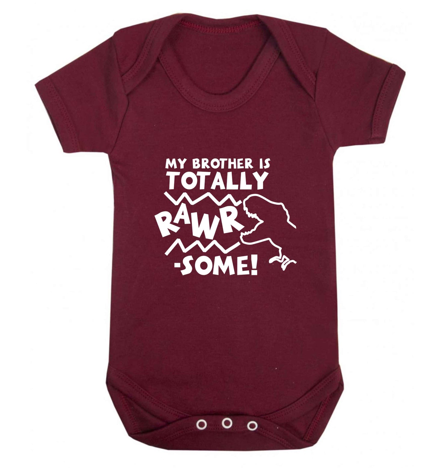 My brother is totally rawrsome baby vest maroon 18-24 months