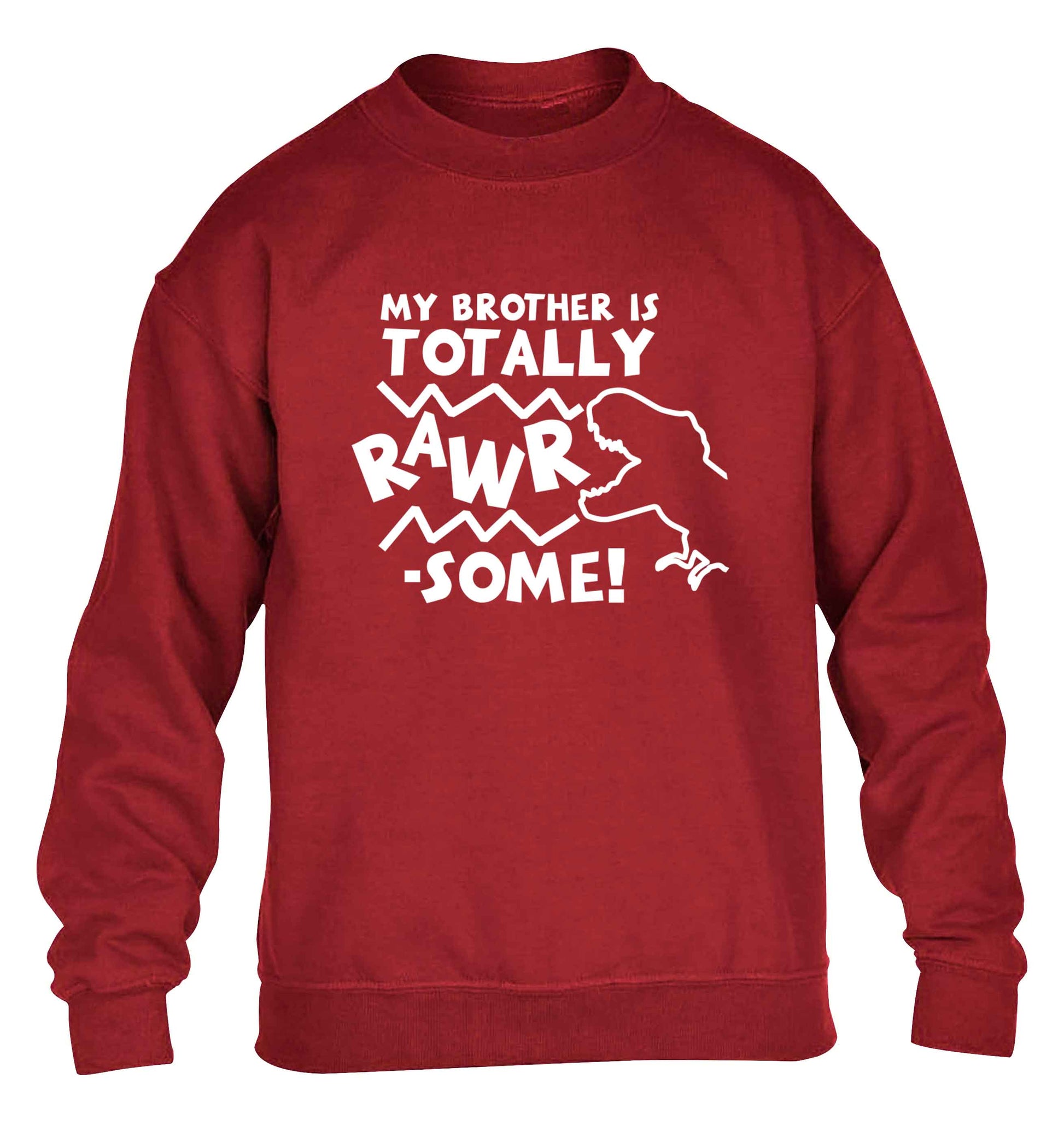 My brother is totally rawrsome children's grey sweater 12-13 Years