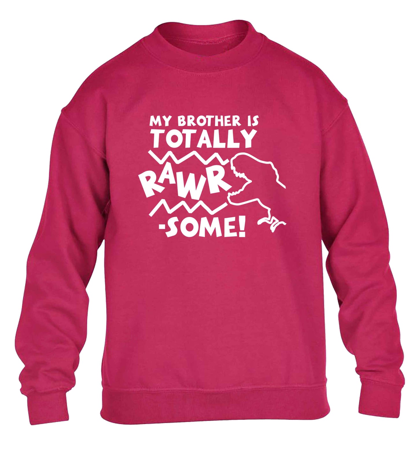 My brother is totally rawrsome children's pink sweater 12-13 Years