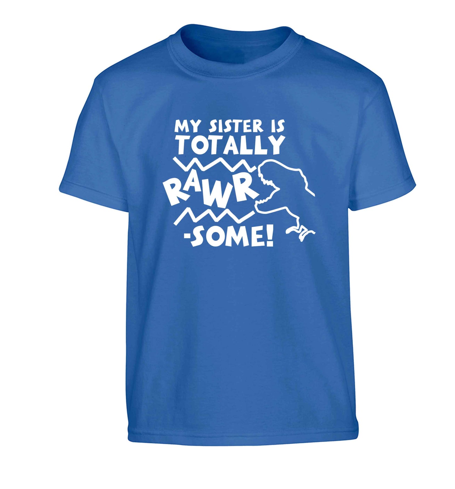My sister is totally rawrsome Children's blue Tshirt 12-13 Years