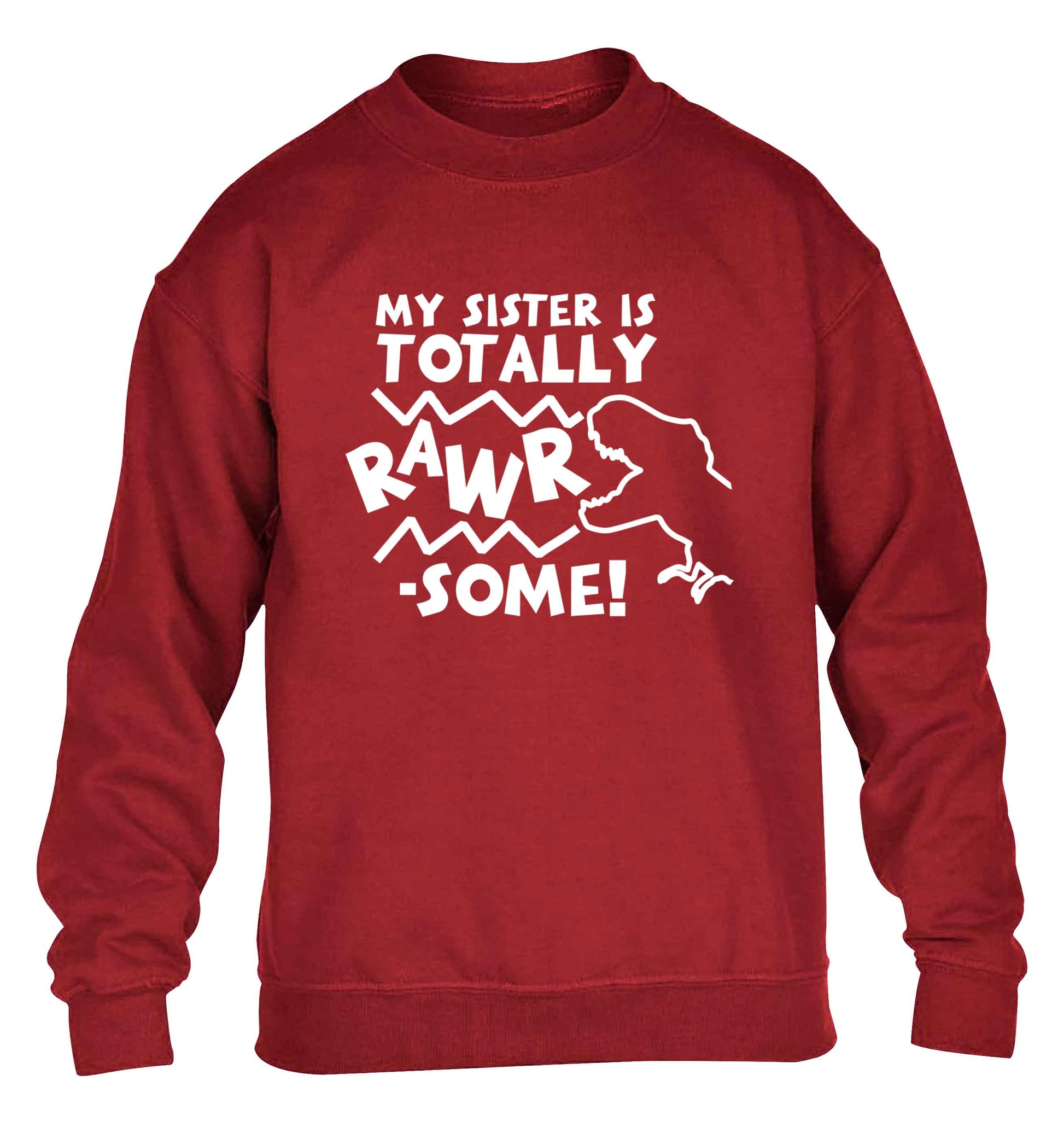 My sister is totally rawrsome children's grey sweater 12-13 Years