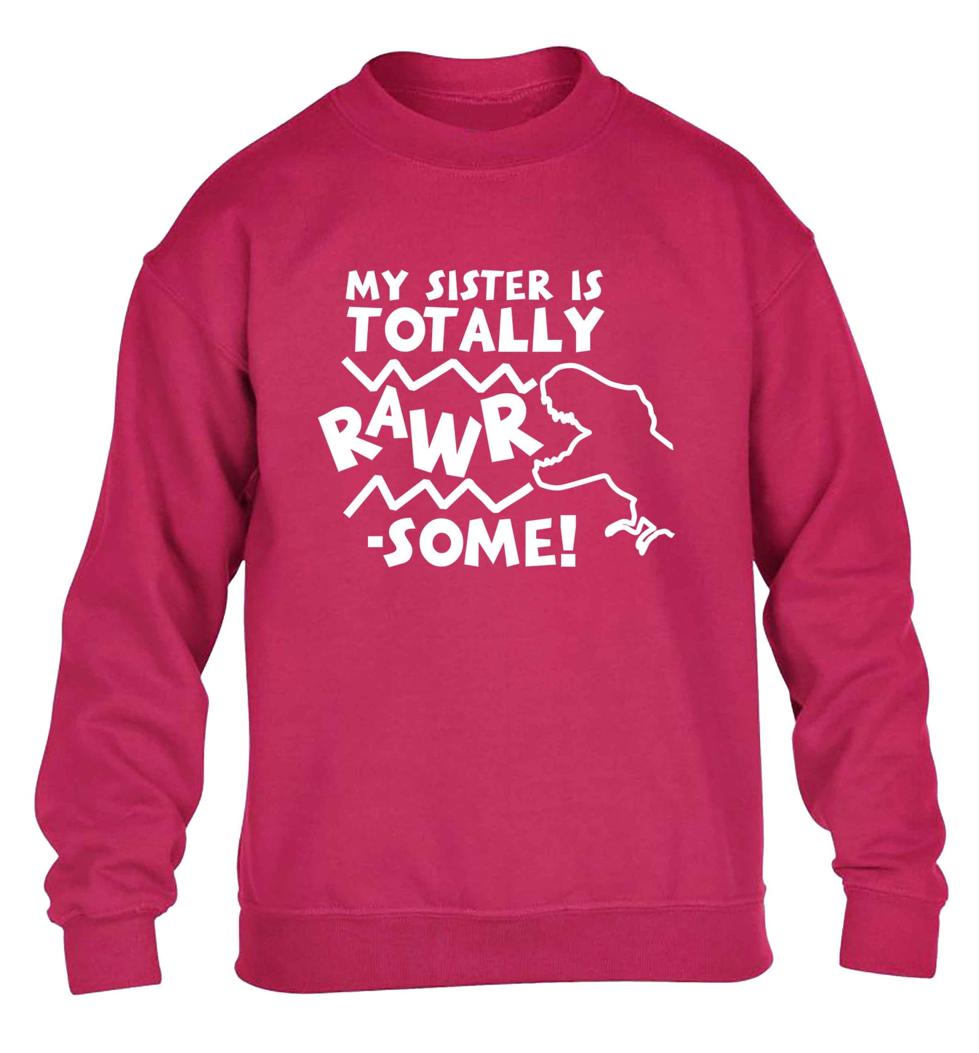 My sister is totally rawrsome children's pink sweater 12-13 Years