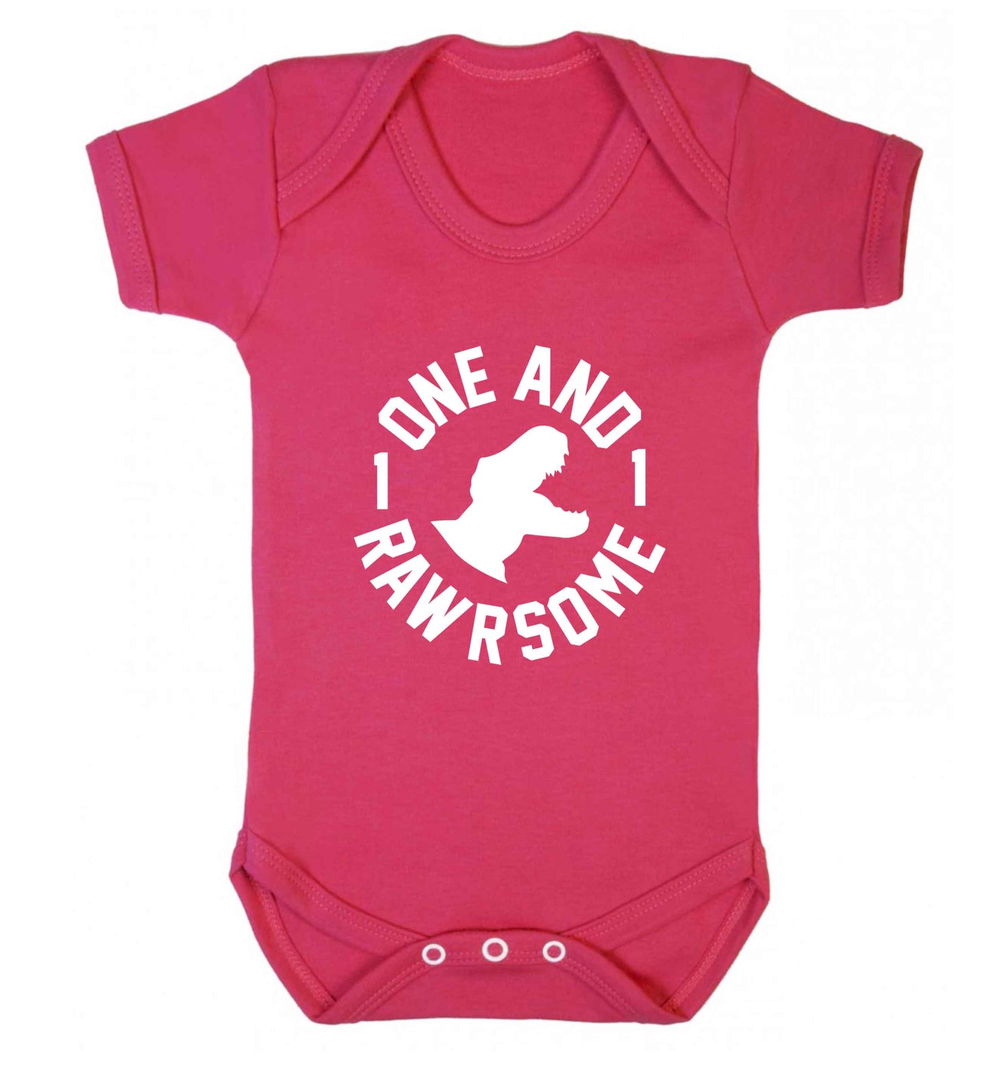 One and Rawrsome baby vest dark pink 18-24 months