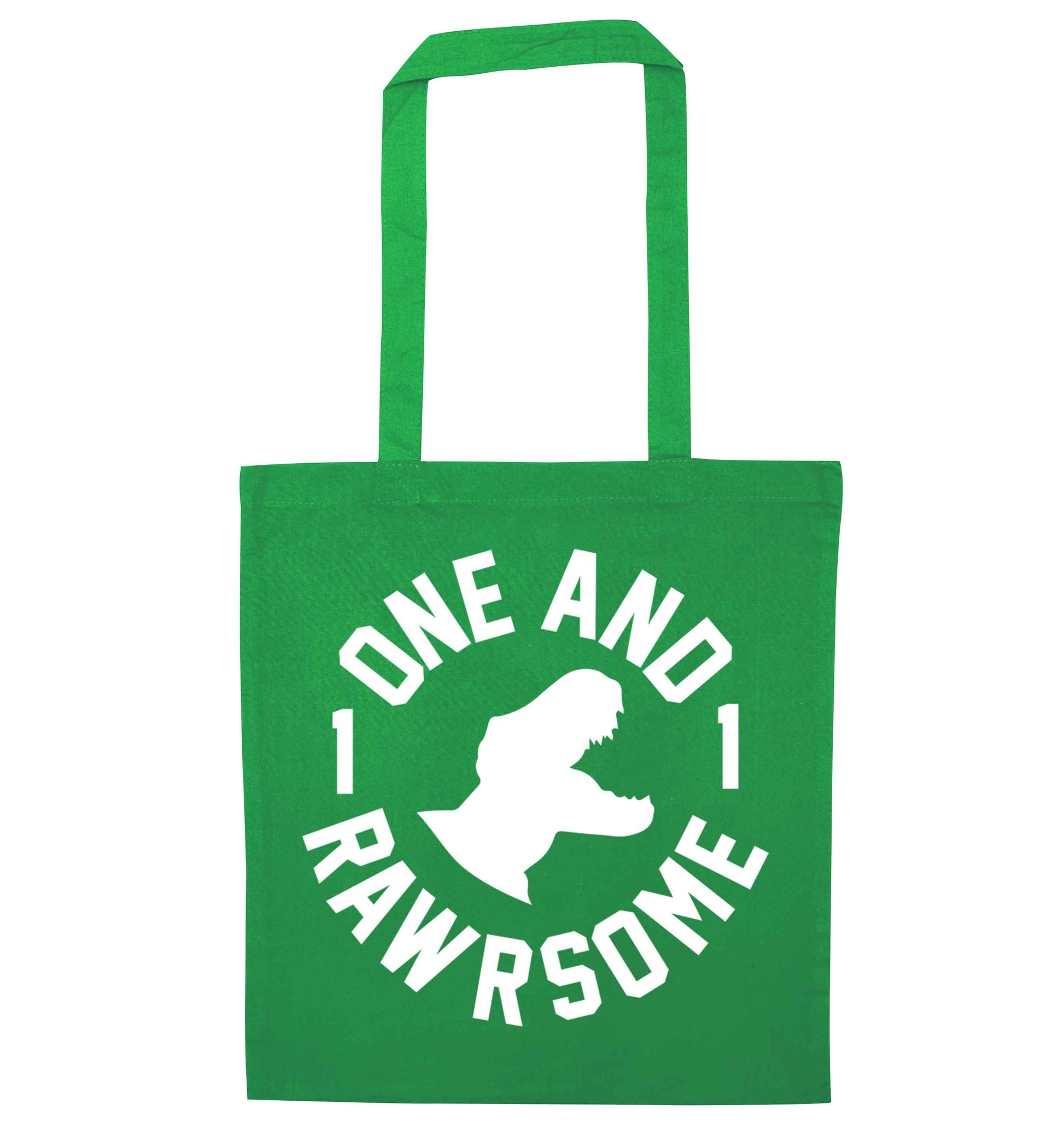 One and Rawrsome green tote bag
