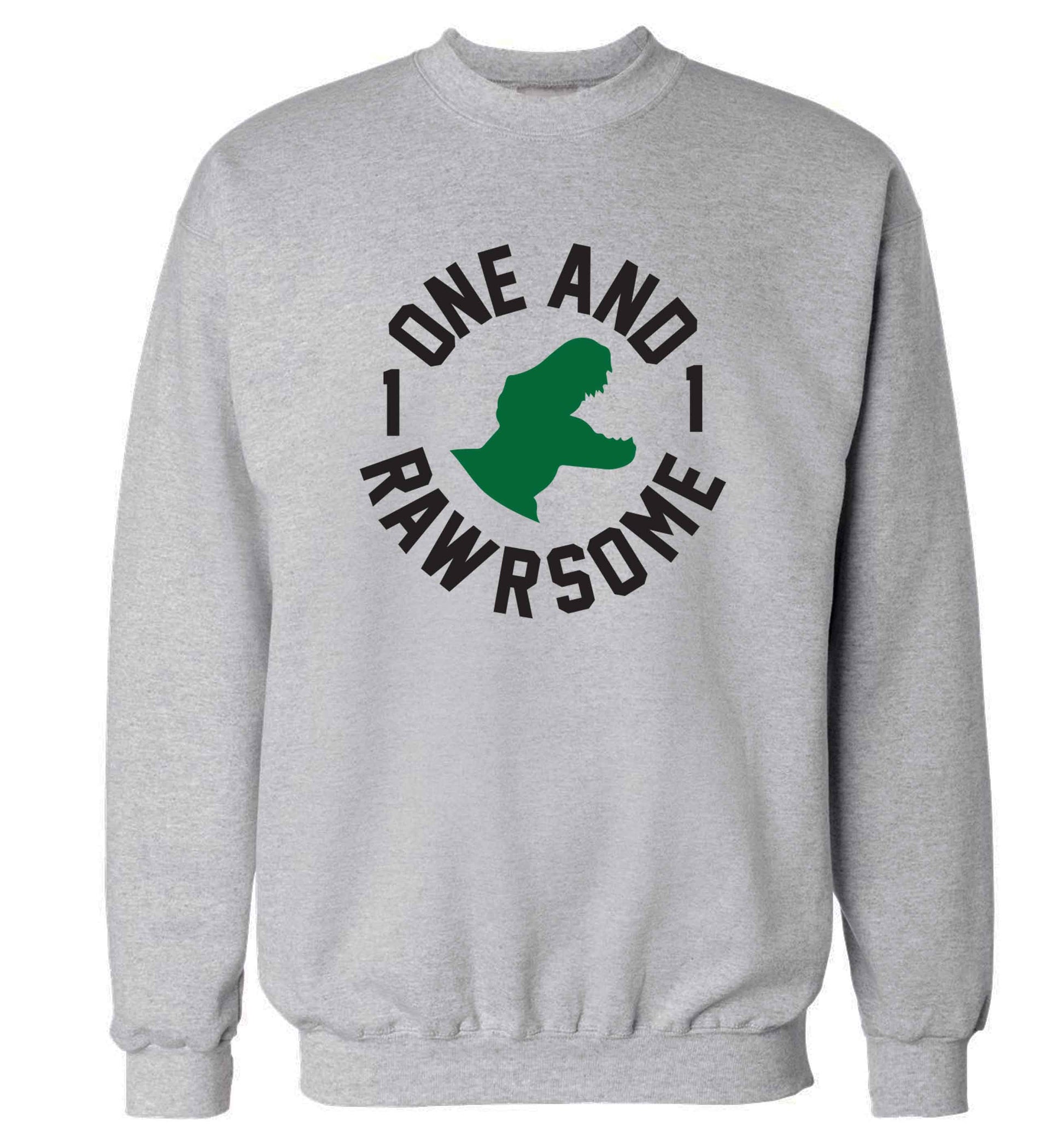One and Rawrsome adult's unisex grey sweater 2XL