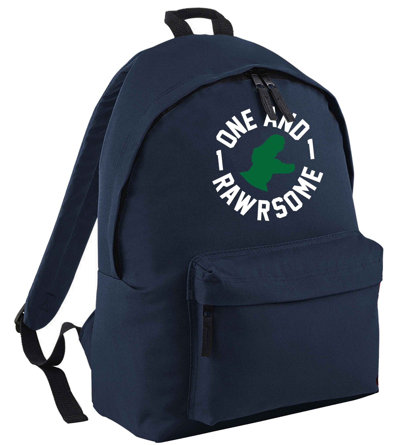 One and Rawrsome navy childrens backpack