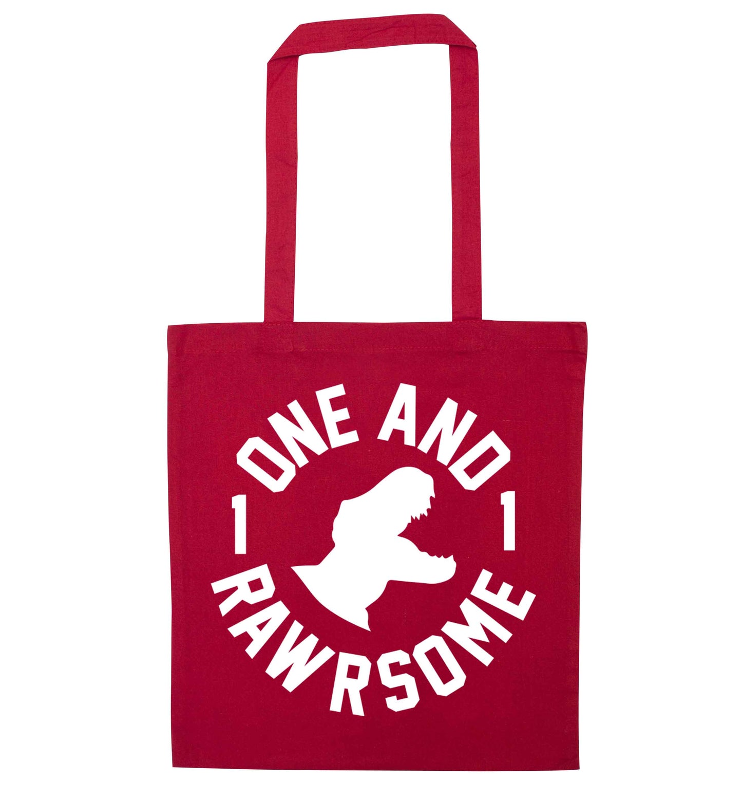 One and Rawrsome red tote bag