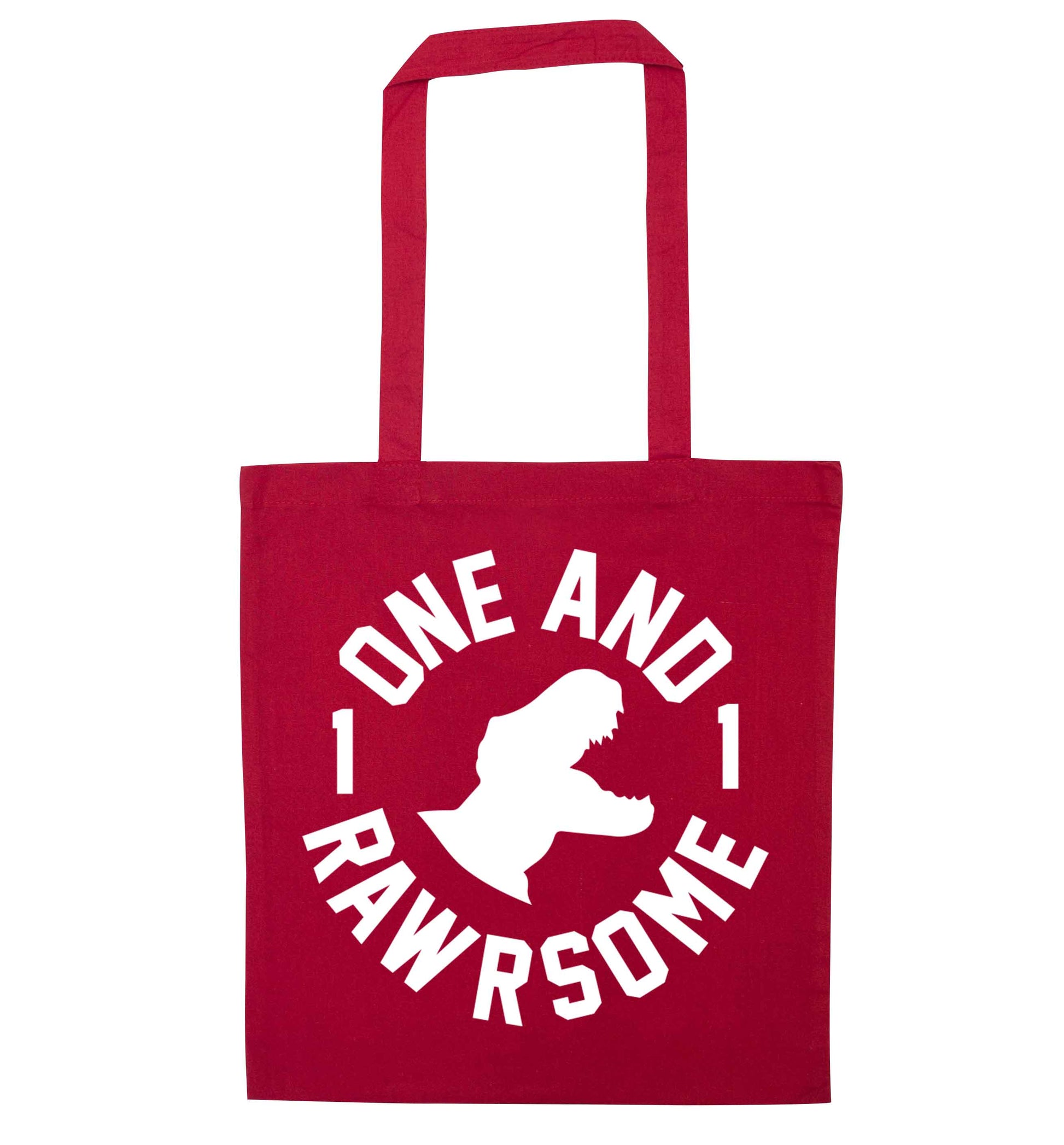 One and Rawrsome red tote bag