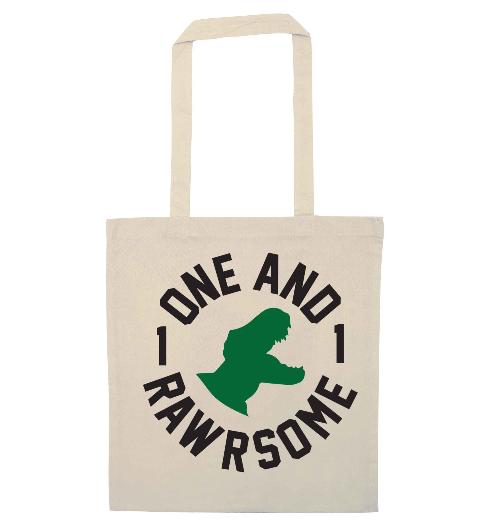 One and Rawrsome natural tote bag