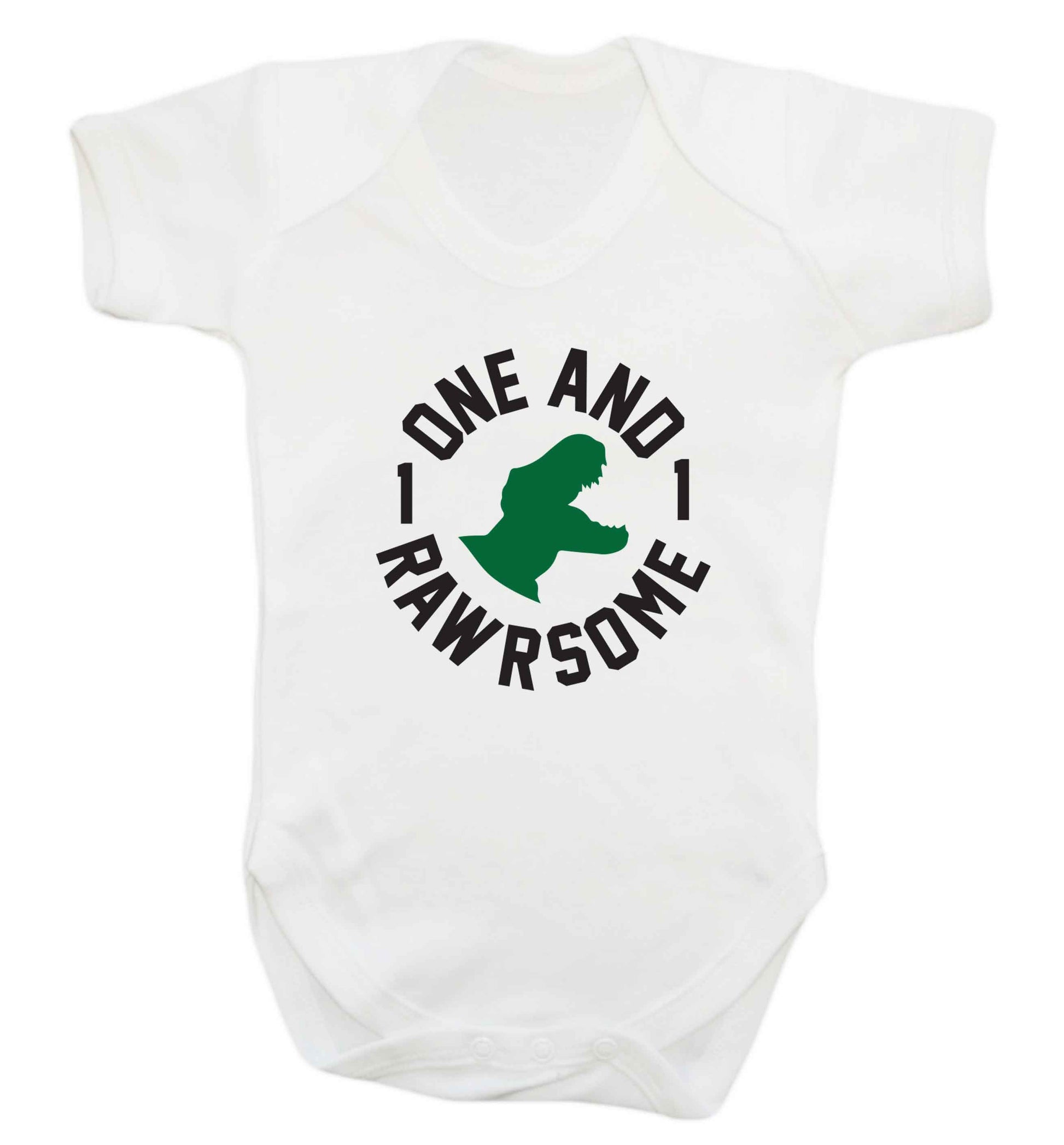 One and Rawrsome baby vest white 18-24 months