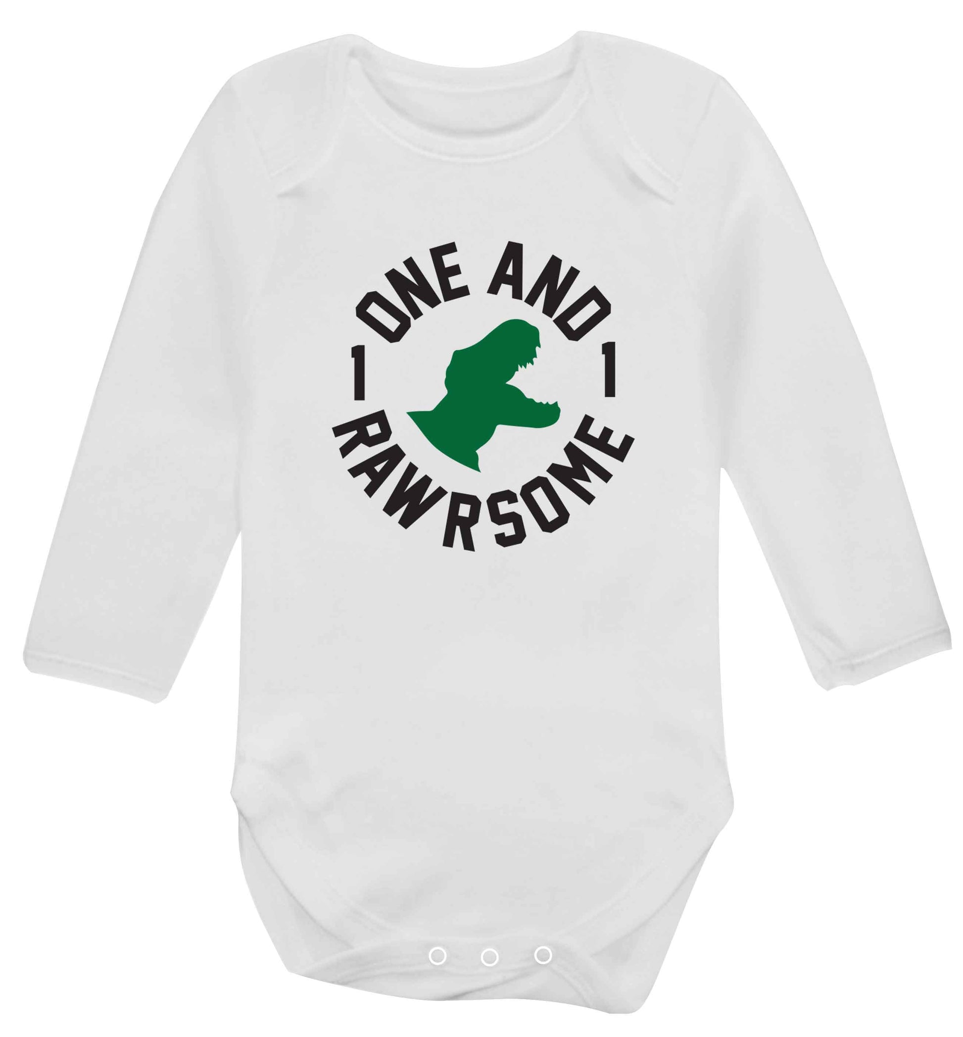 One and Rawrsome baby vest long sleeved white 6-12 months