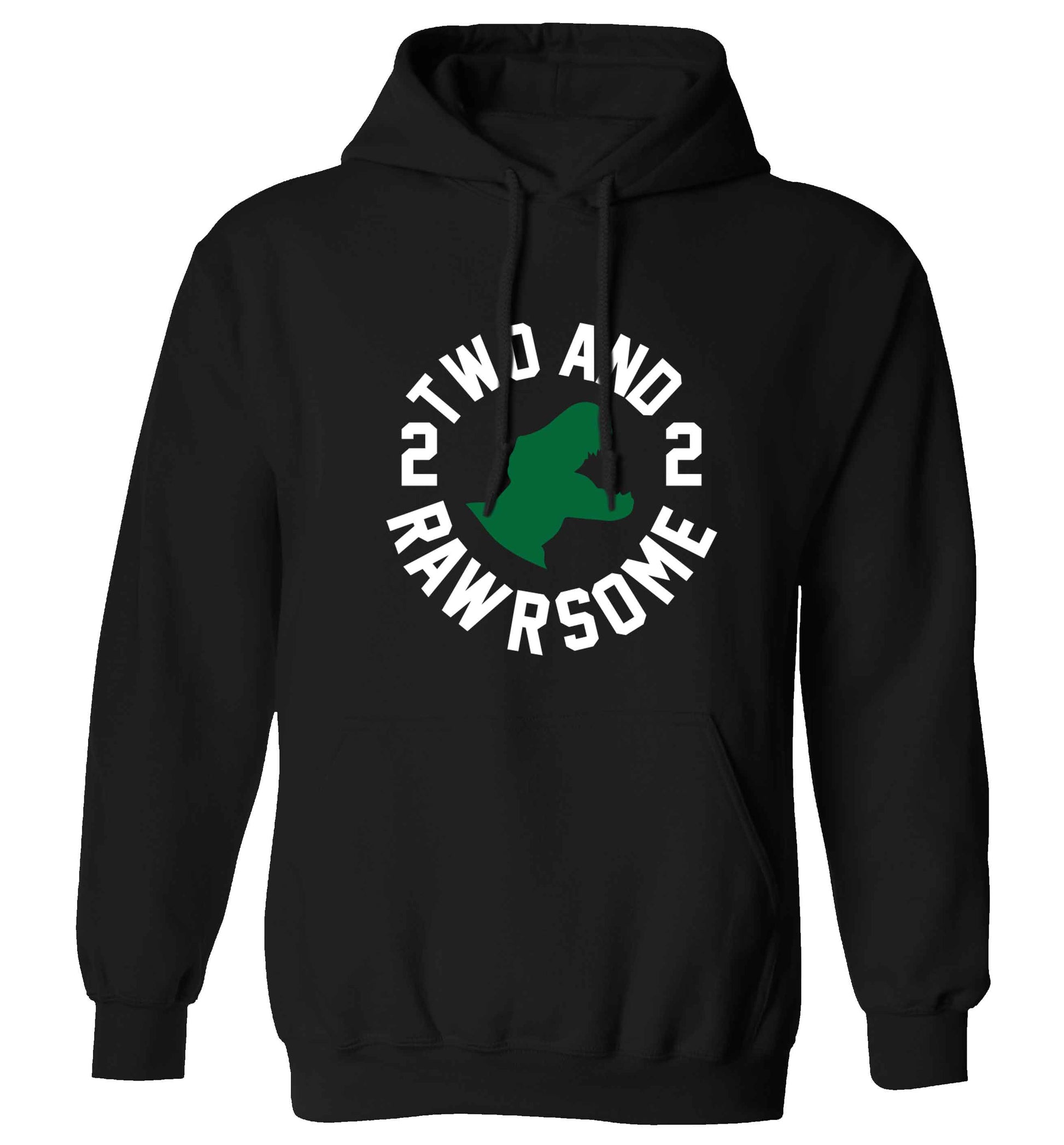 Two and rawrsome adults unisex black hoodie 2XL