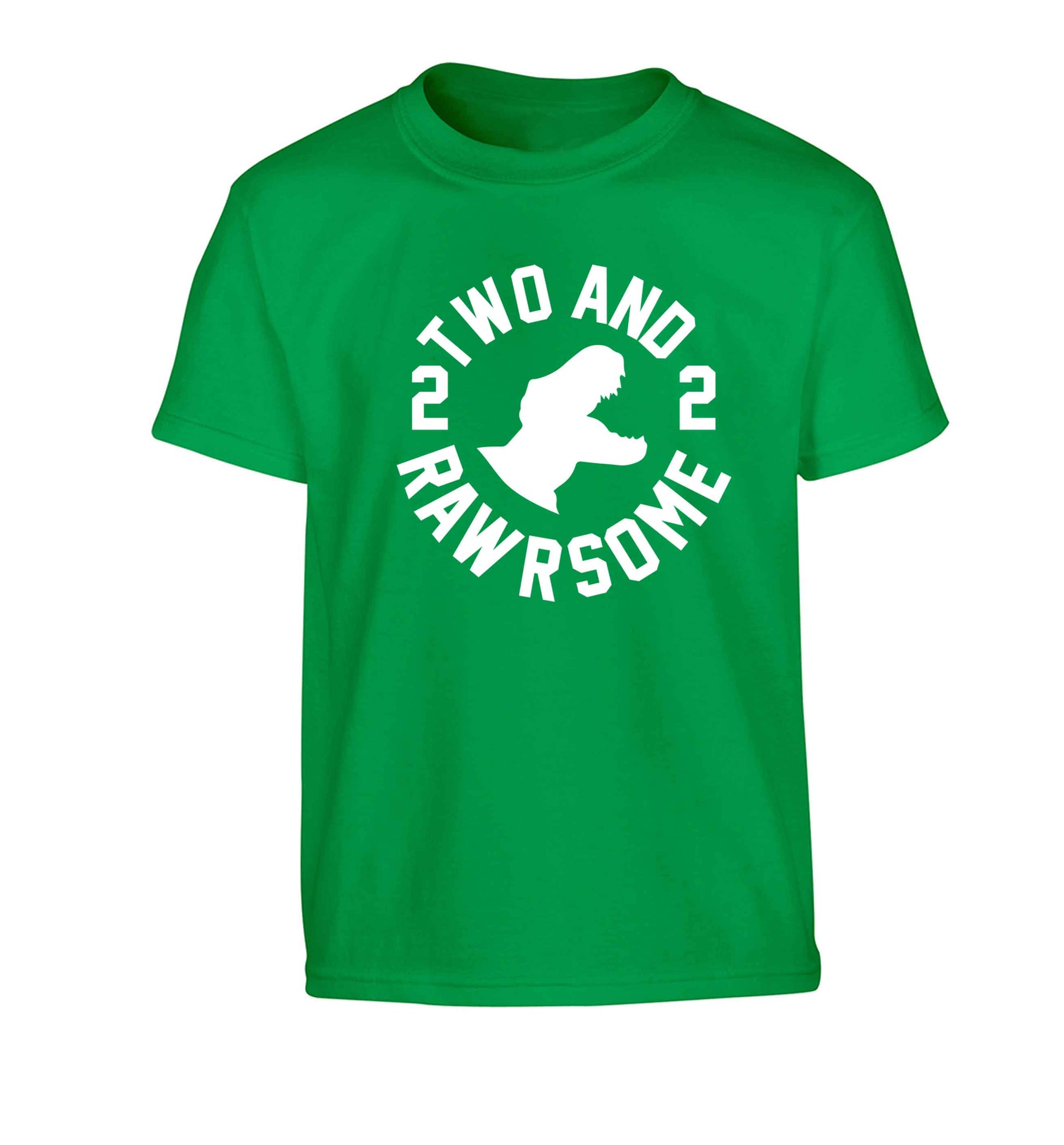 Two and rawrsome Children's green Tshirt 12-13 Years