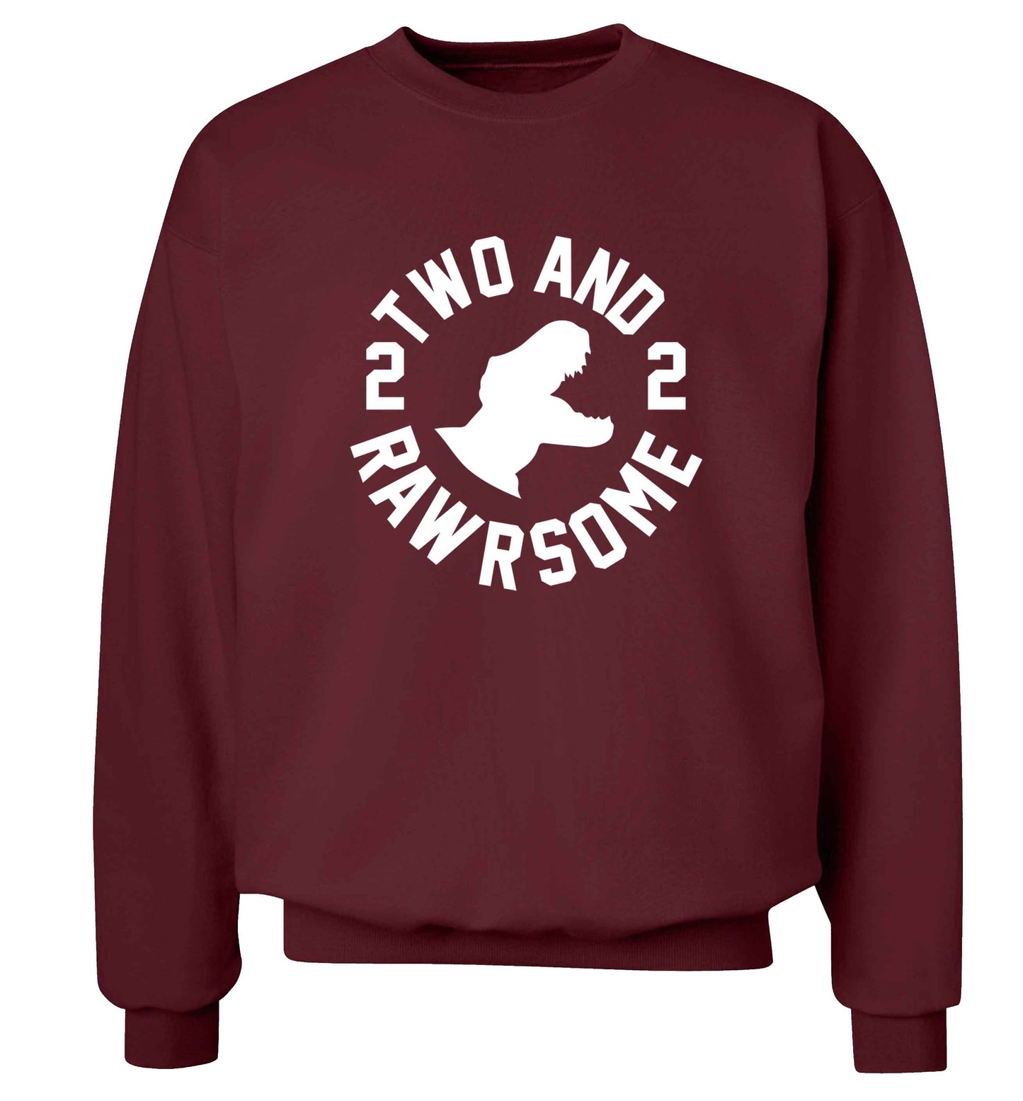 Two and rawrsome adult's unisex maroon sweater 2XL