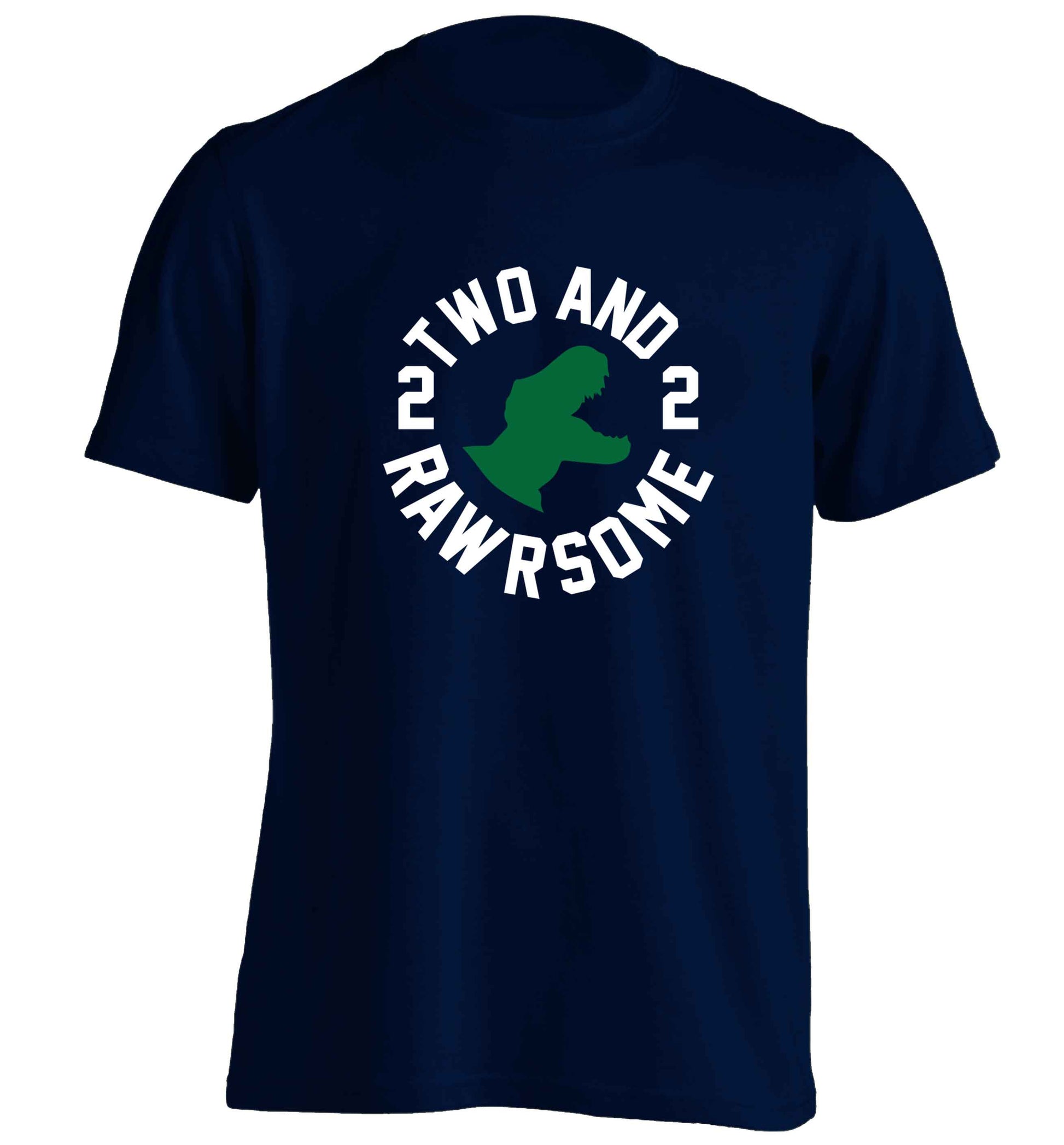 Two and rawrsome adults unisex navy Tshirt 2XL