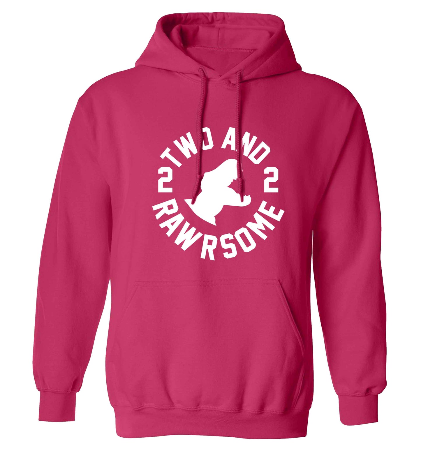 Two and rawrsome adults unisex pink hoodie 2XL