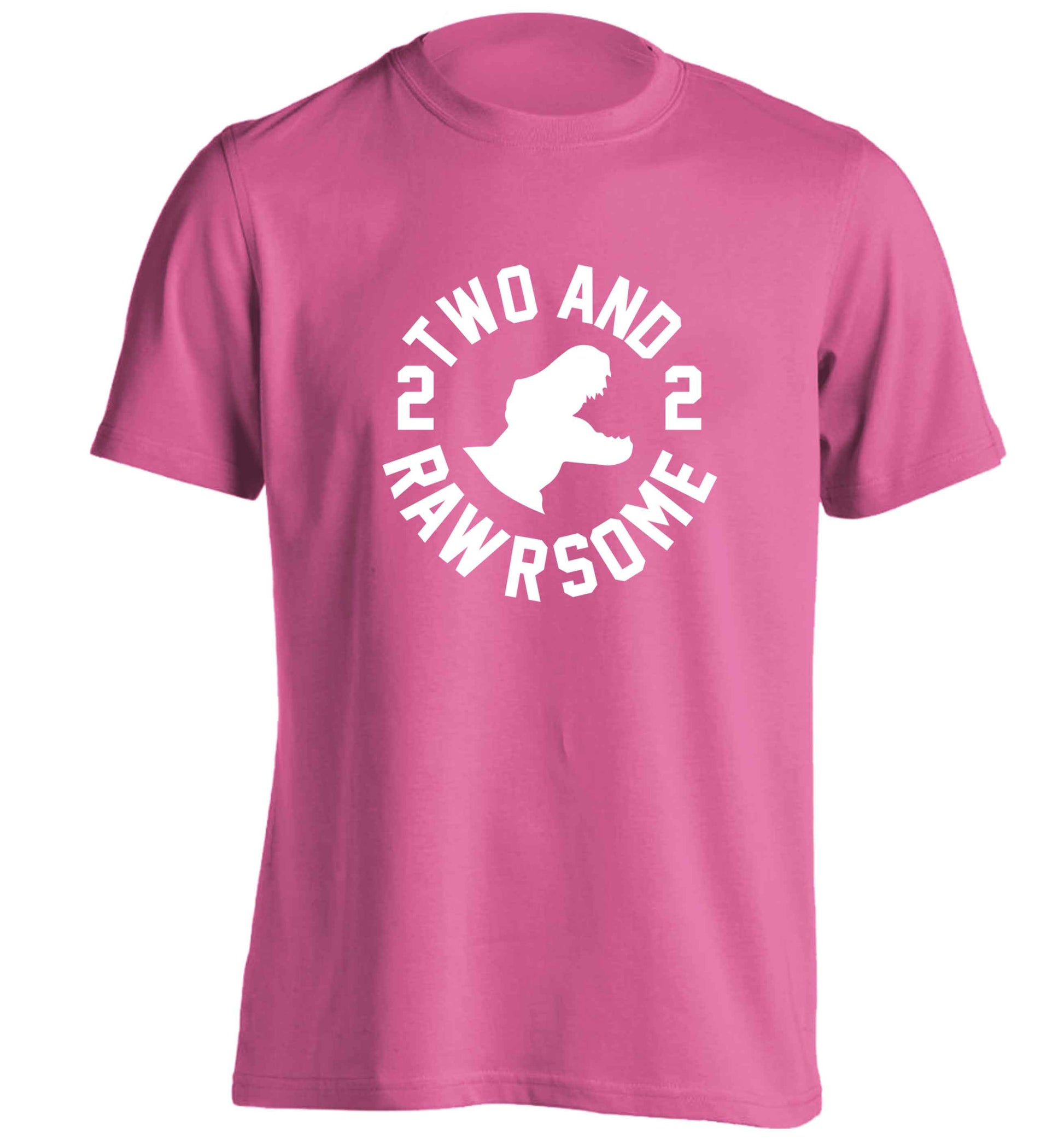 Two and rawrsome adults unisex pink Tshirt 2XL