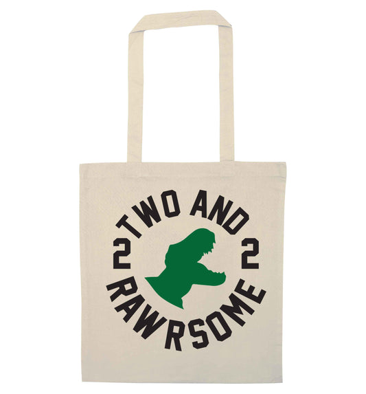 Two and rawrsome natural tote bag