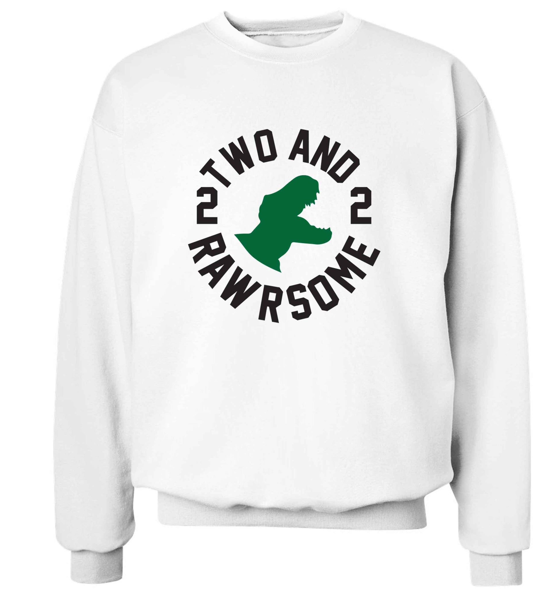 Two and rawrsome adult's unisex white sweater 2XL