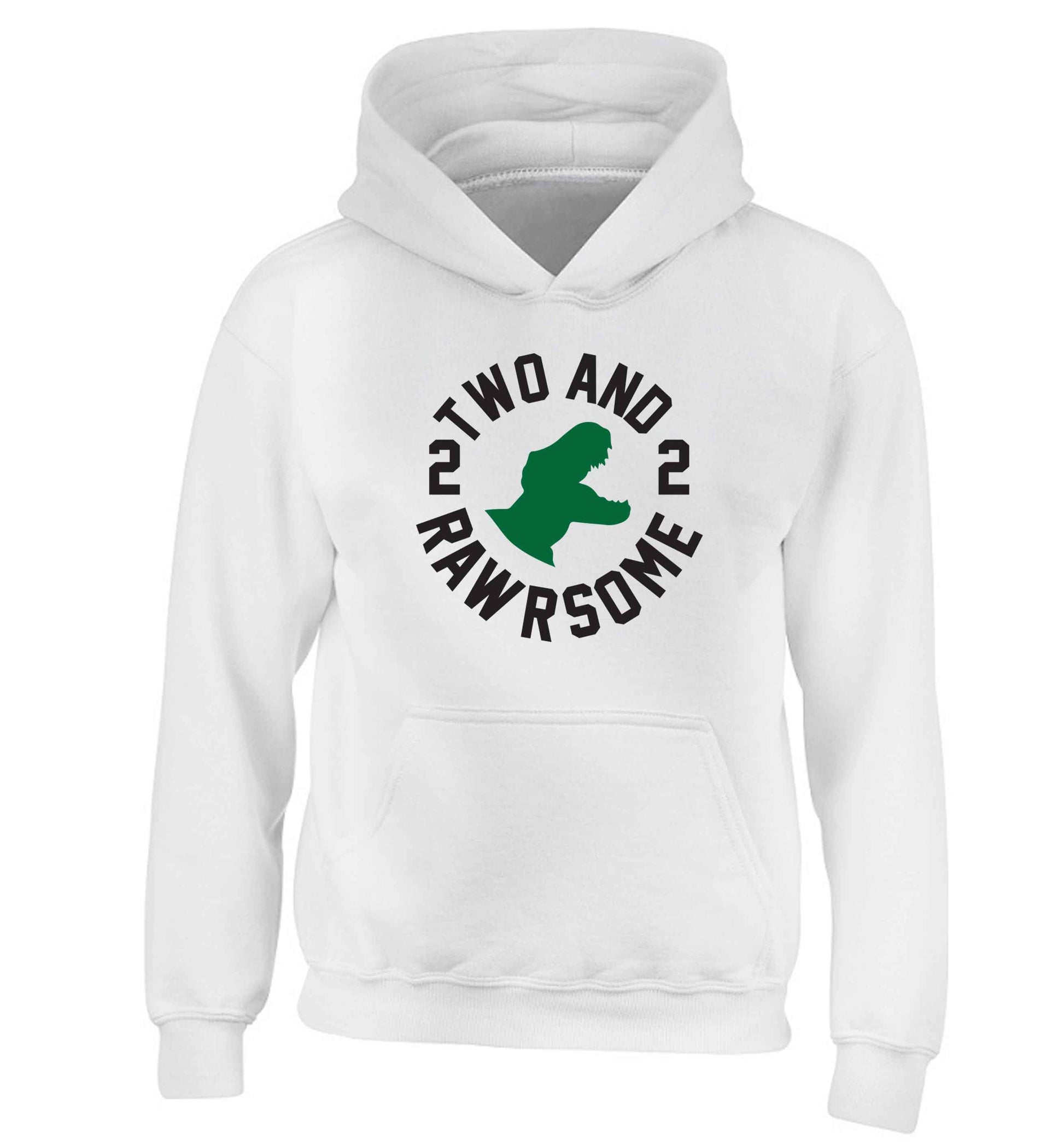 Two and rawrsome children's white hoodie 12-13 Years
