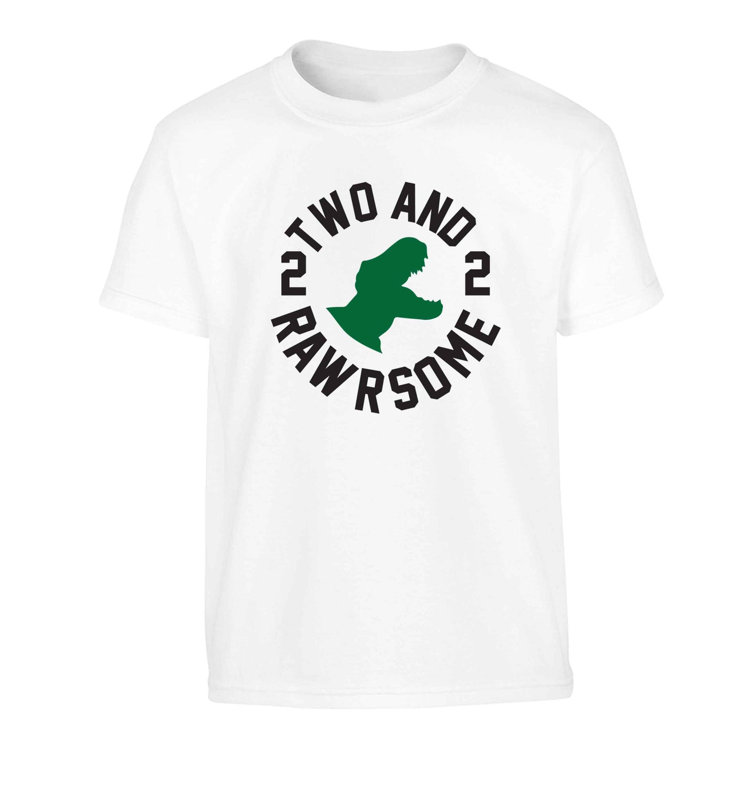 Two and rawrsome Children's white Tshirt 12-13 Years