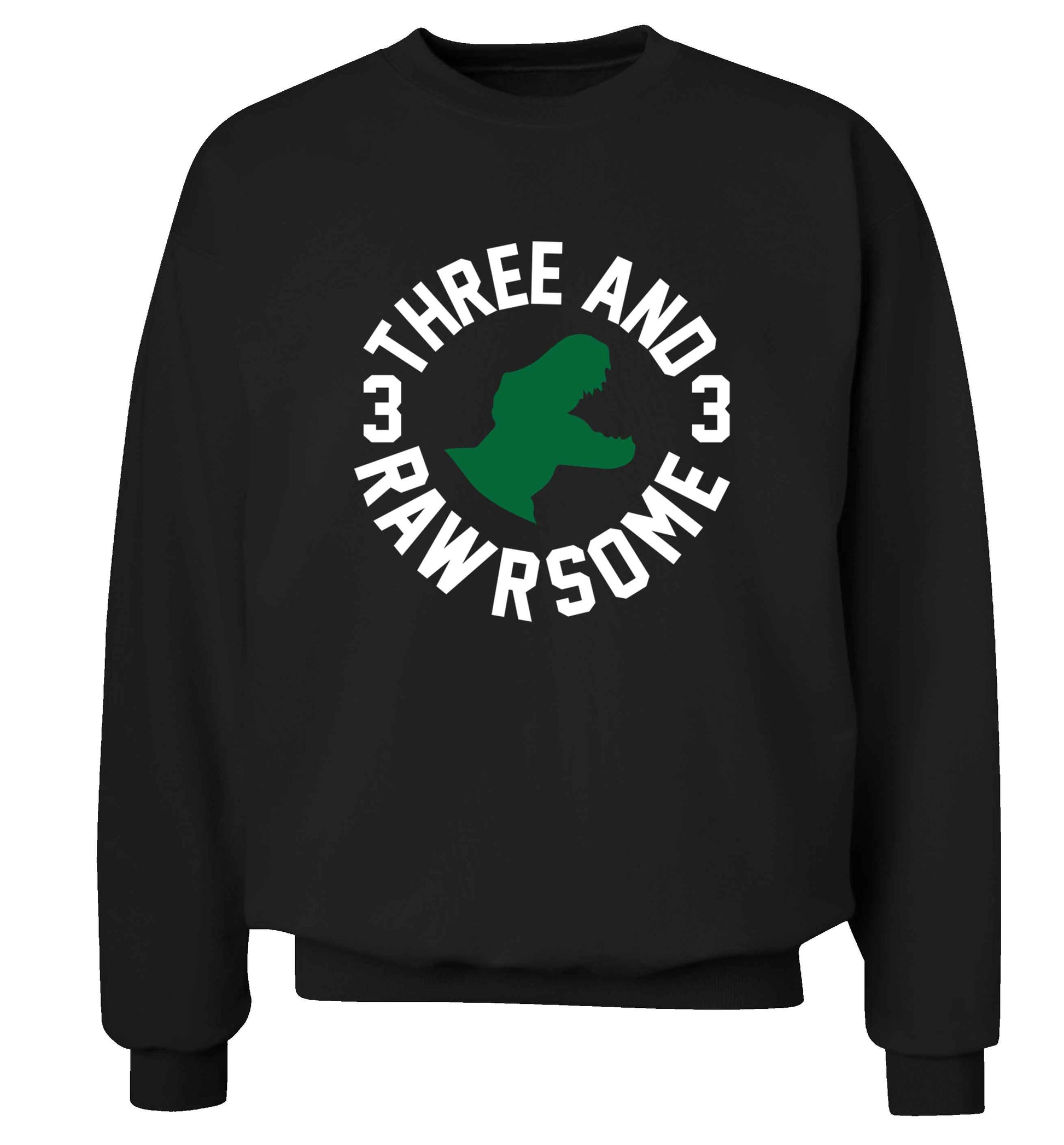 Three and rawrsome adult's unisex black sweater 2XL