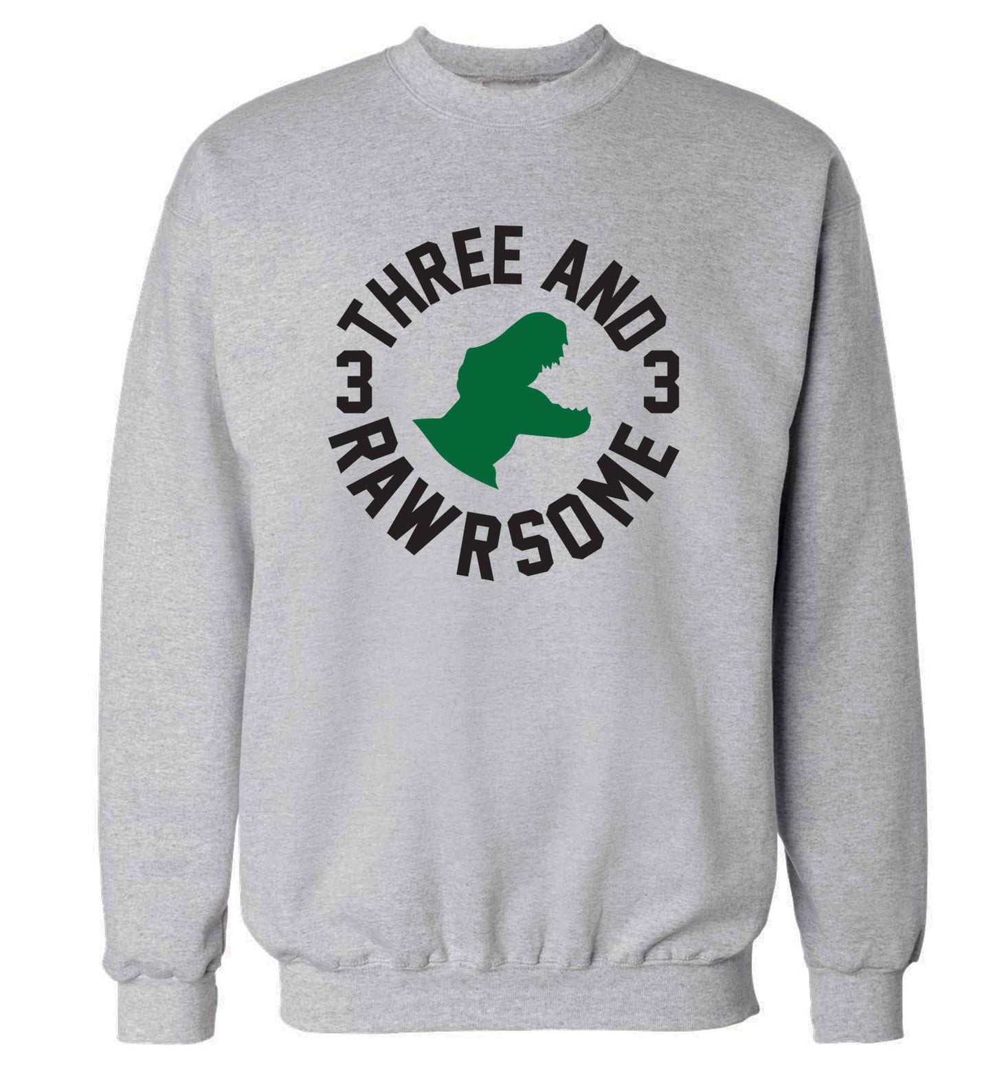 Three and rawrsome adult's unisex grey sweater 2XL