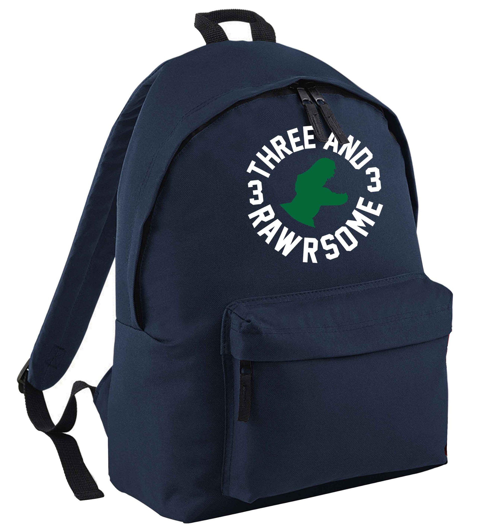 Three and rawrsome navy adults backpack