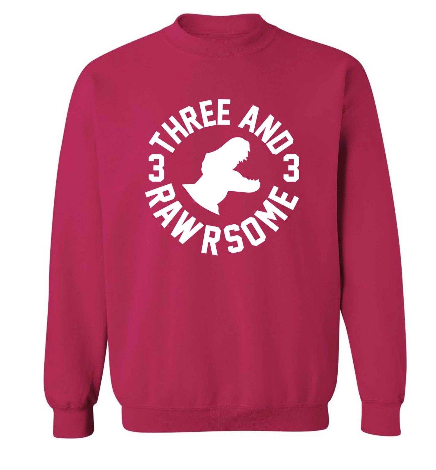 Three and rawrsome adult's unisex pink sweater 2XL