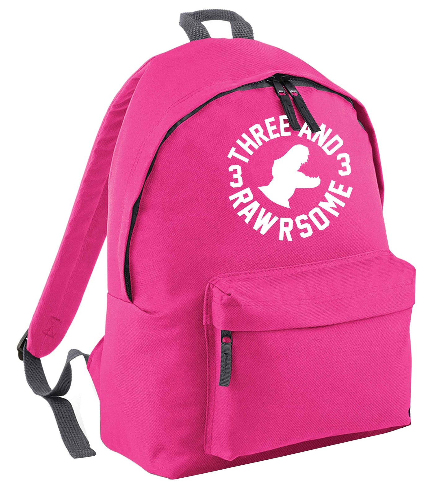 Three and rawrsome pink childrens backpack