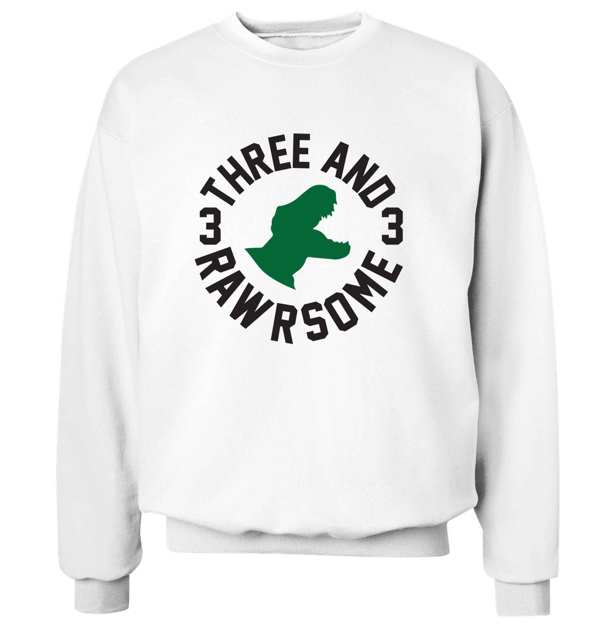 Three and rawrsome adult's unisex white sweater 2XL