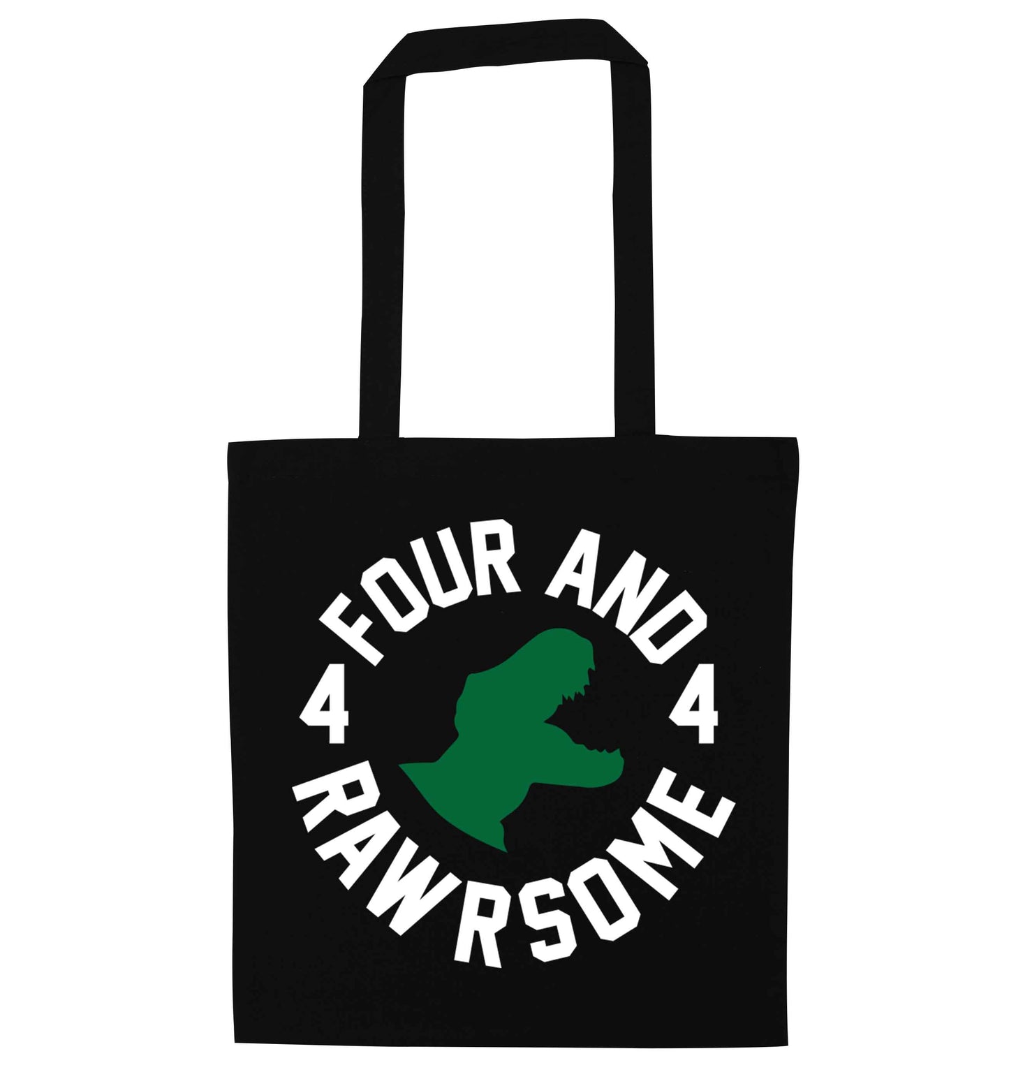Four and rawrsome black tote bag