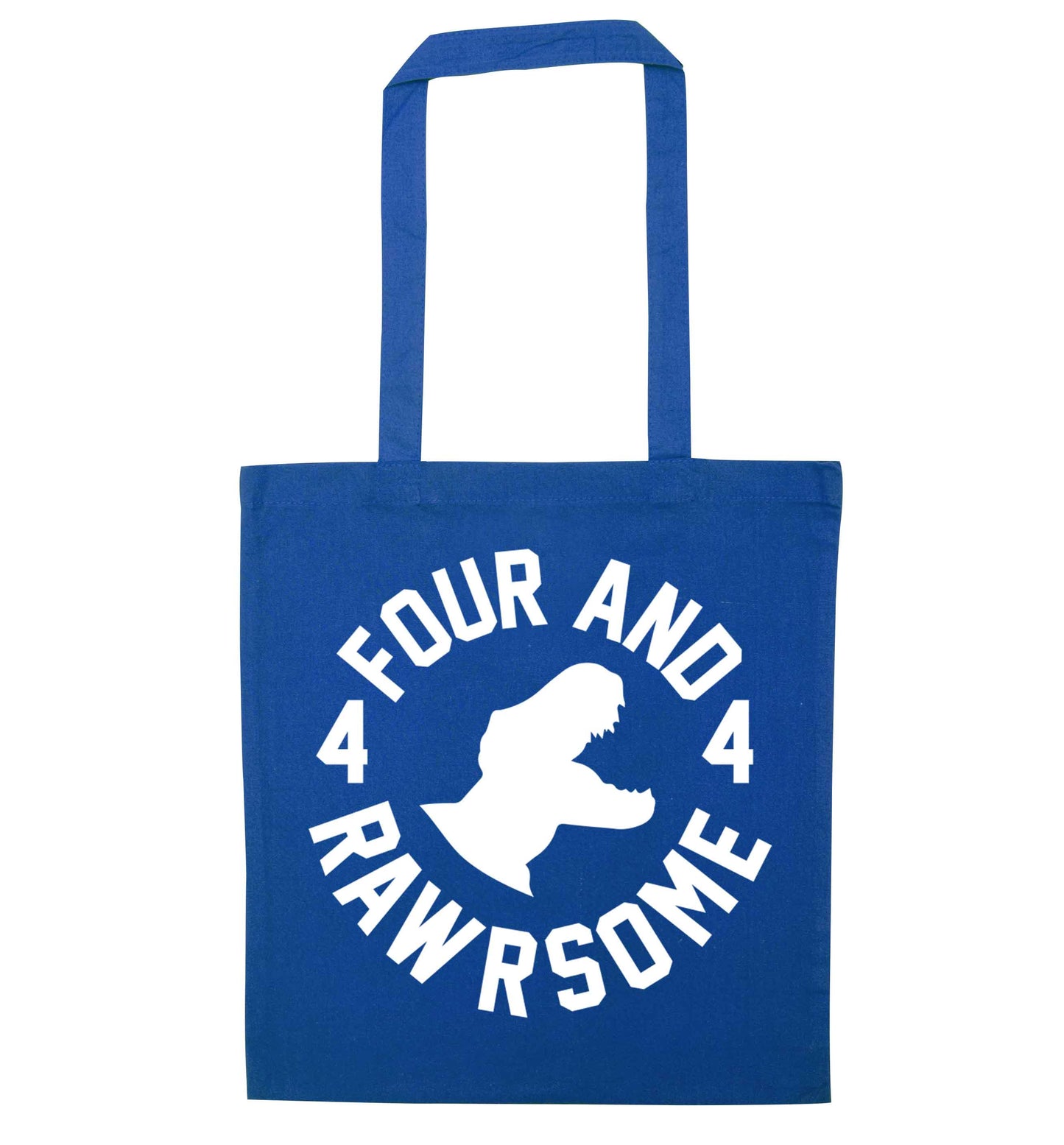 Four and rawrsome blue tote bag