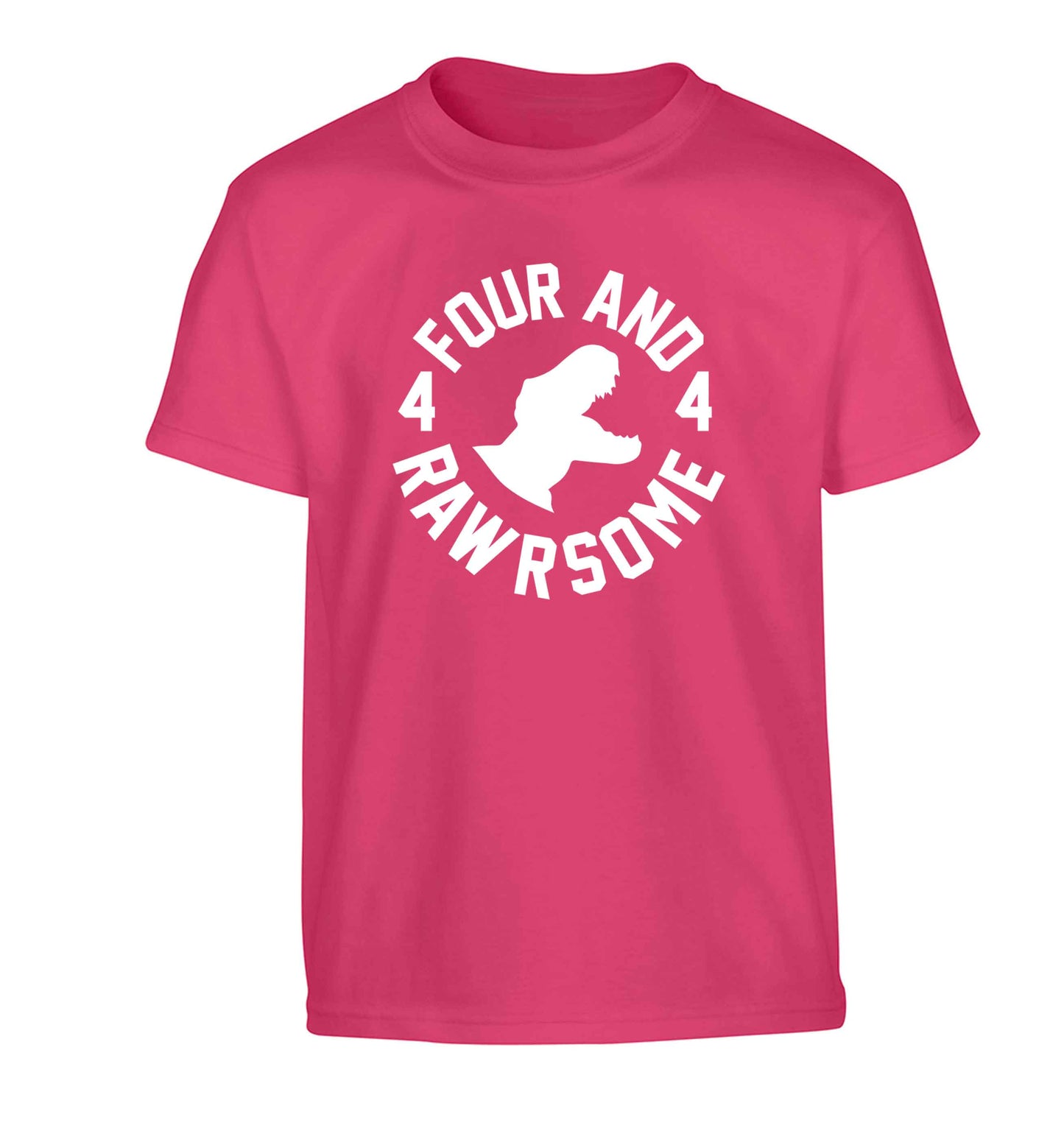 Four and rawrsome Children's pink Tshirt 12-13 Years