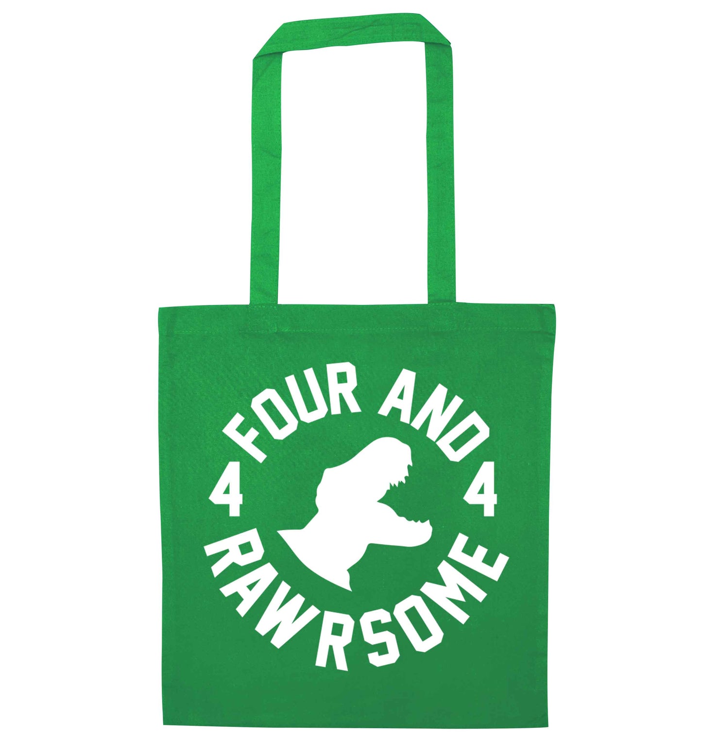 Four and rawrsome green tote bag