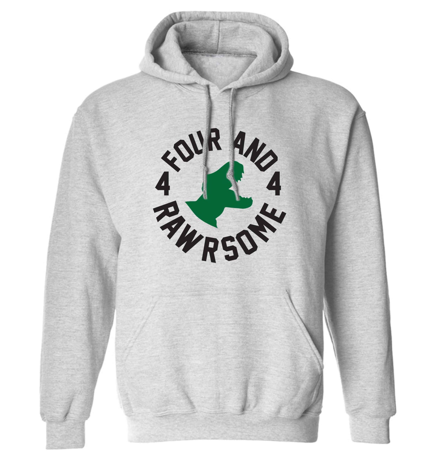 Four and rawrsome adults unisex grey hoodie 2XL
