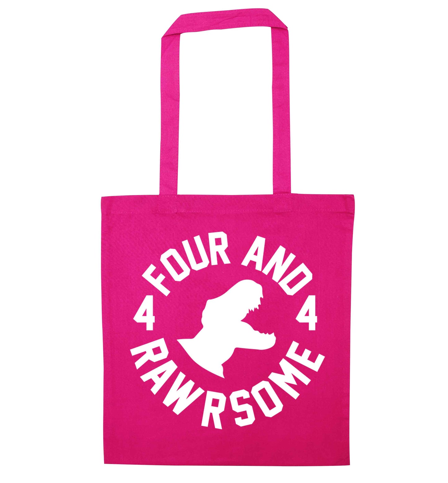 Four and rawrsome pink tote bag