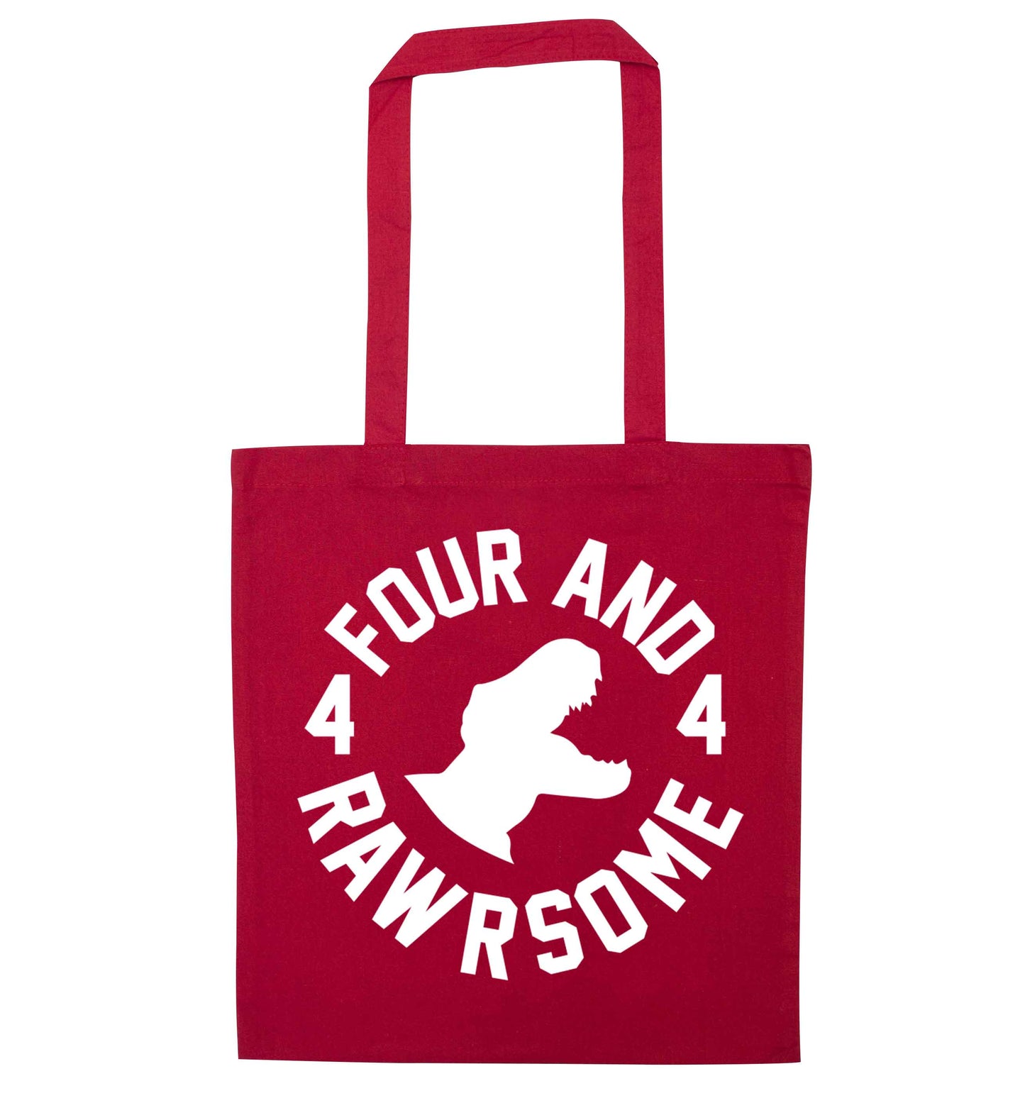 Four and rawrsome red tote bag