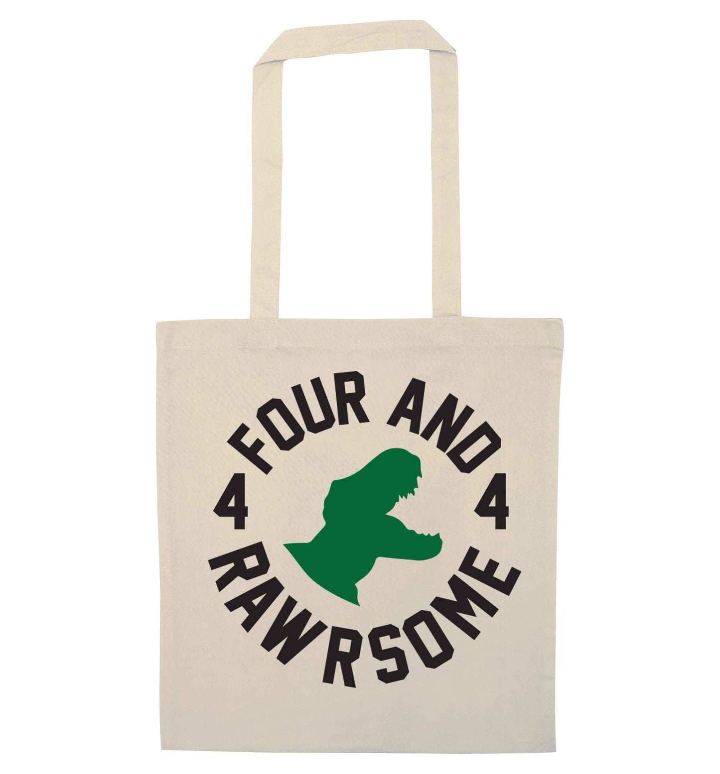 Four and rawrsome natural tote bag